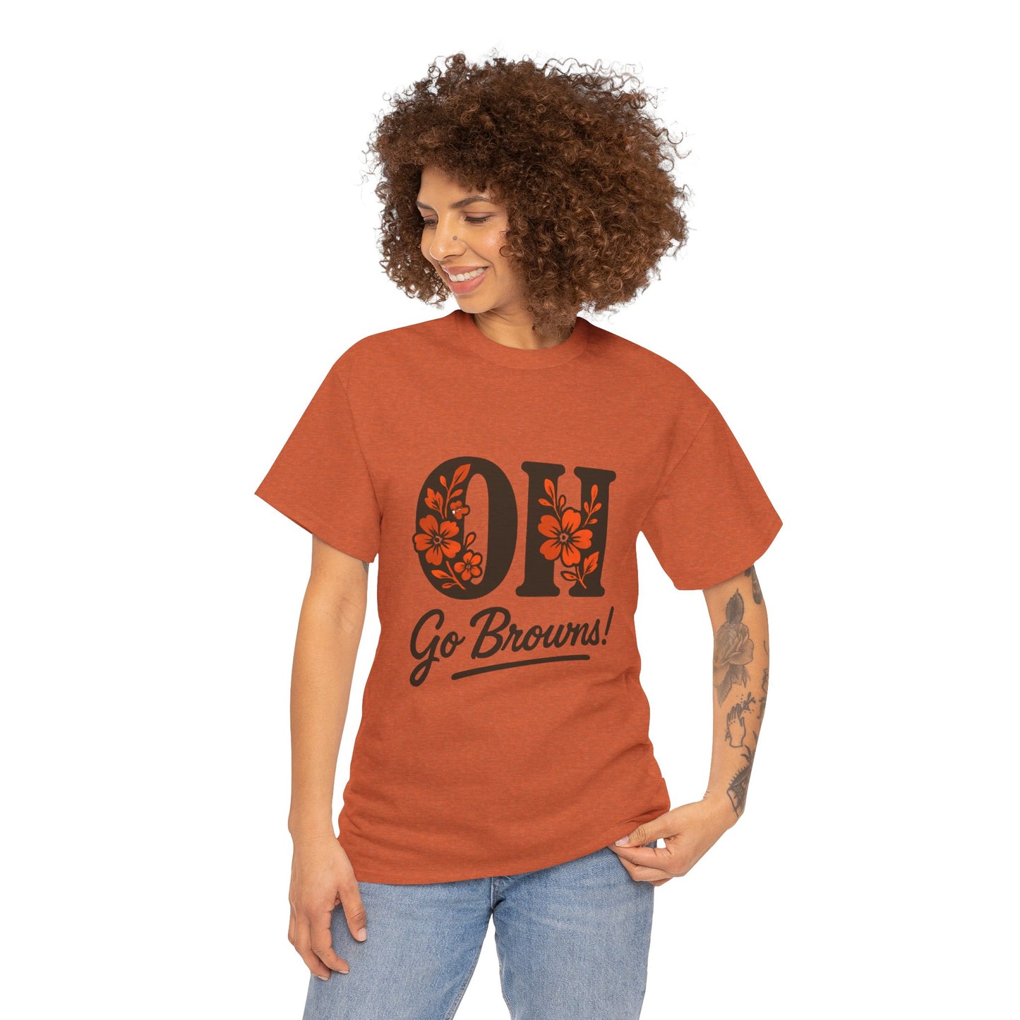 OH Go Browns Floral Unisex Tee, Fan Apparel, Game Day Shirt, Casual Wear, Gift for Sports Lovers