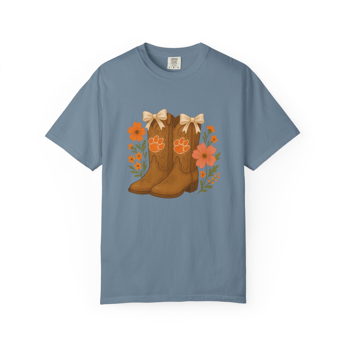 Cowgirl Boots Floral T-Shirt, Go Tigers Game Day, Comfort Colors