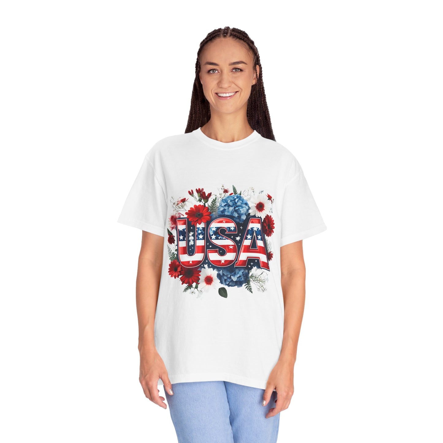 Patriotic Floral USA T-Shirt