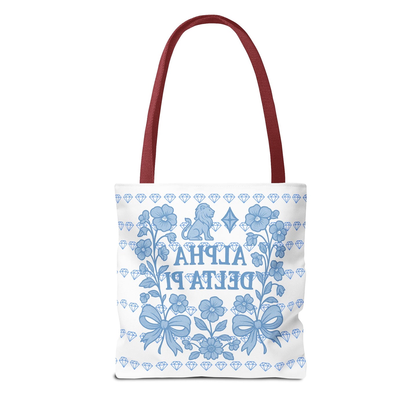 Alpha Delta Pi Floral Tote Bag - Stylish Sorority Accessory, Gift for College Students, Everyday Use, Blue Floral Design, AOP Style