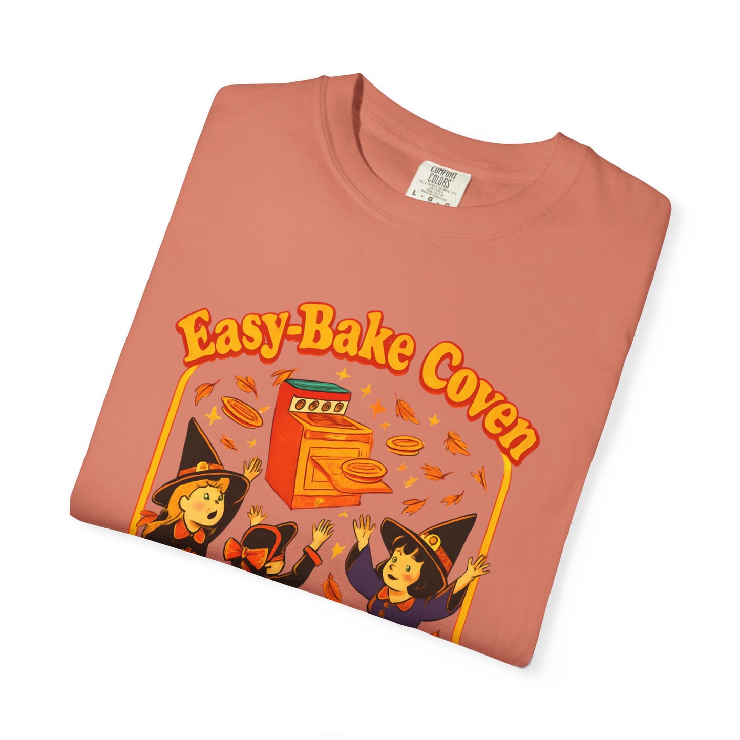 Halloween Witch T-Shirt, Unisex Garment-Dyed Shirt, Easy-Bake Coven Tee, Spooky Season Apparel, Cute Witch Design