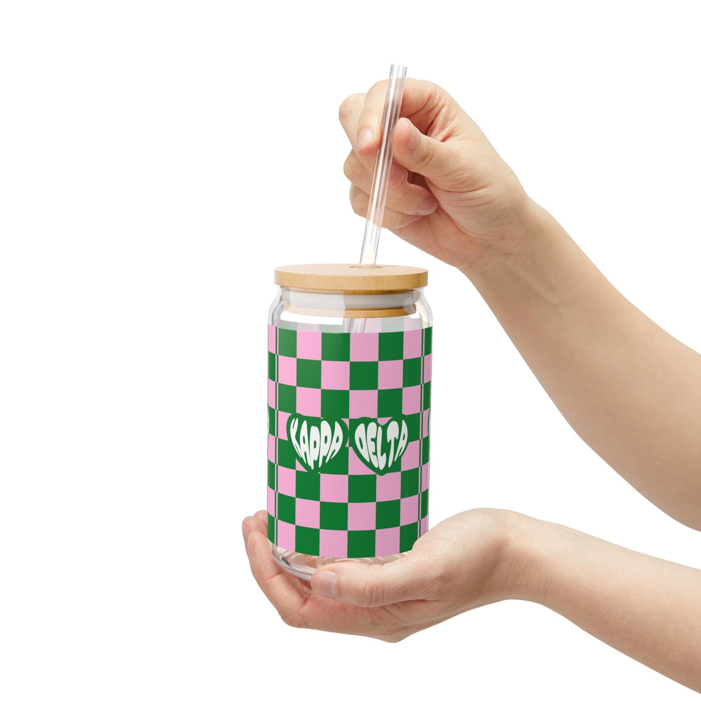 Kappa Delta Sipper Glass, 16oz | Cute Chevron Drinkware, Graduation Gifts, Sorority Merchandise, Eco-Friendly Cup