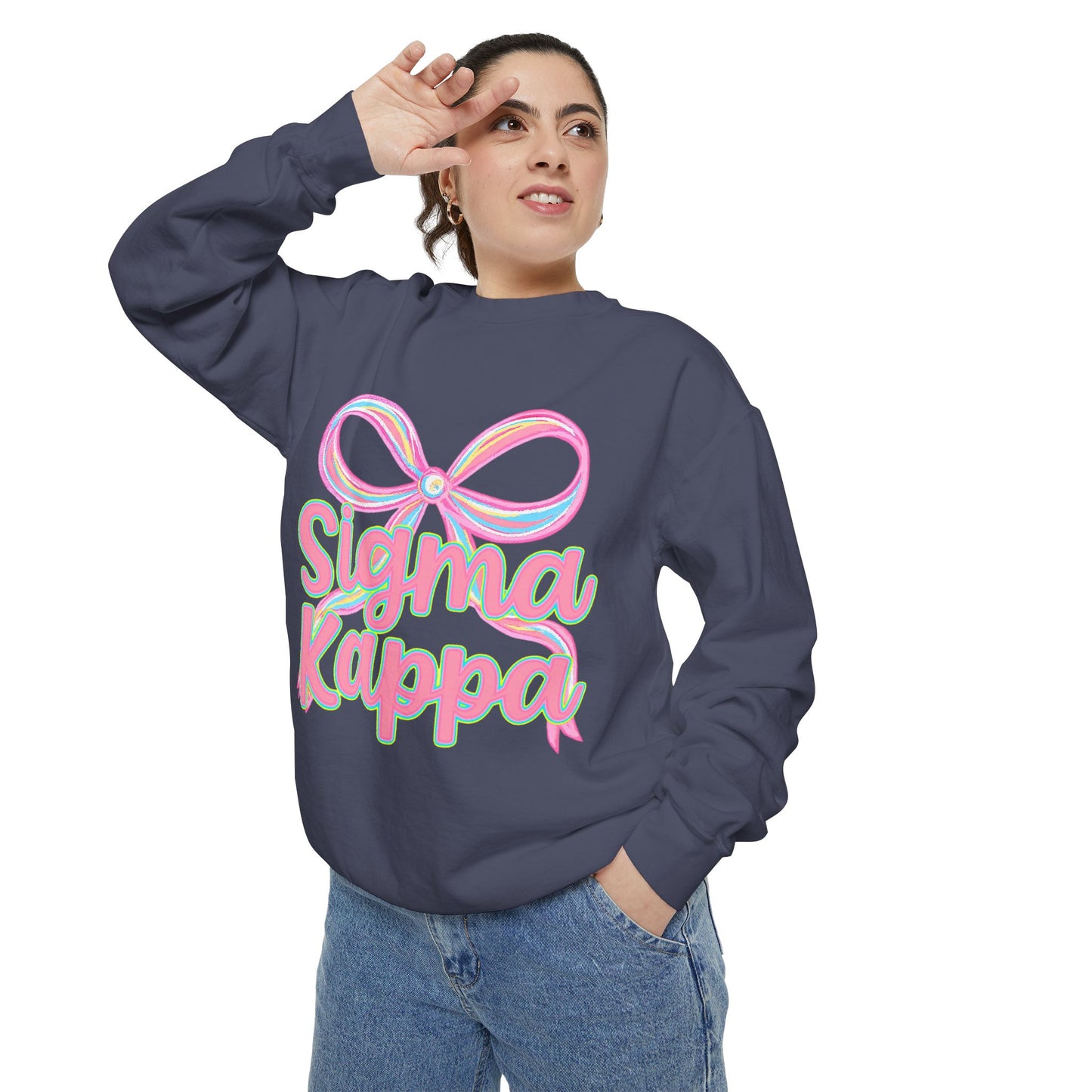 SigmaKappa Garment-Dyed Sweatshirt, Sorority Sweatshirt, College Apparel, Gift for Sorority Sisters, Cute Casual Wear