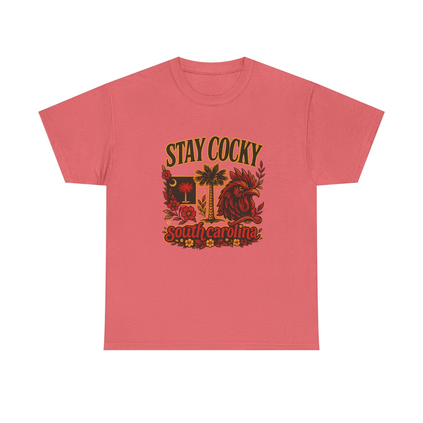 Stay Cocky Unisex Heavy Cotton Tee, Casual Graphic Tee, South Carolina Pride Shirt, Fun Vacation Wear, Perfect Gift for Gamecocks Fans