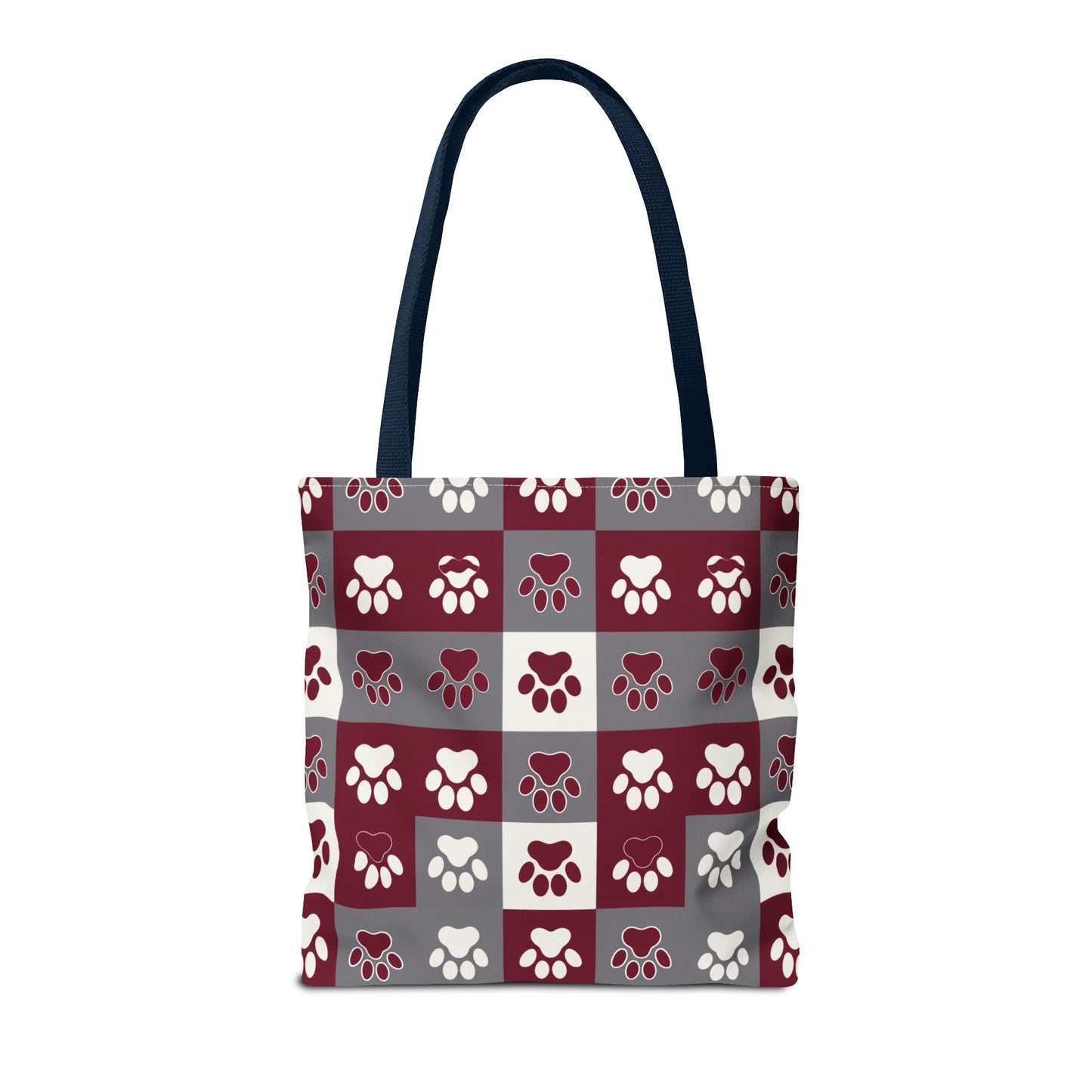 MS Bulldog Tote Bag - AOP, Paw Print Design, Reusable Shopping Bag, Mississippi Bulldog Fan, Animal Lover Accessory