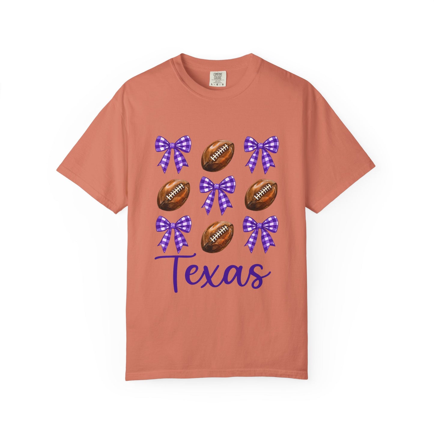 Texas Football Unisex T-Shirt with Purple Bows - Game Day Sports Apparel for Horned Frogs Fans