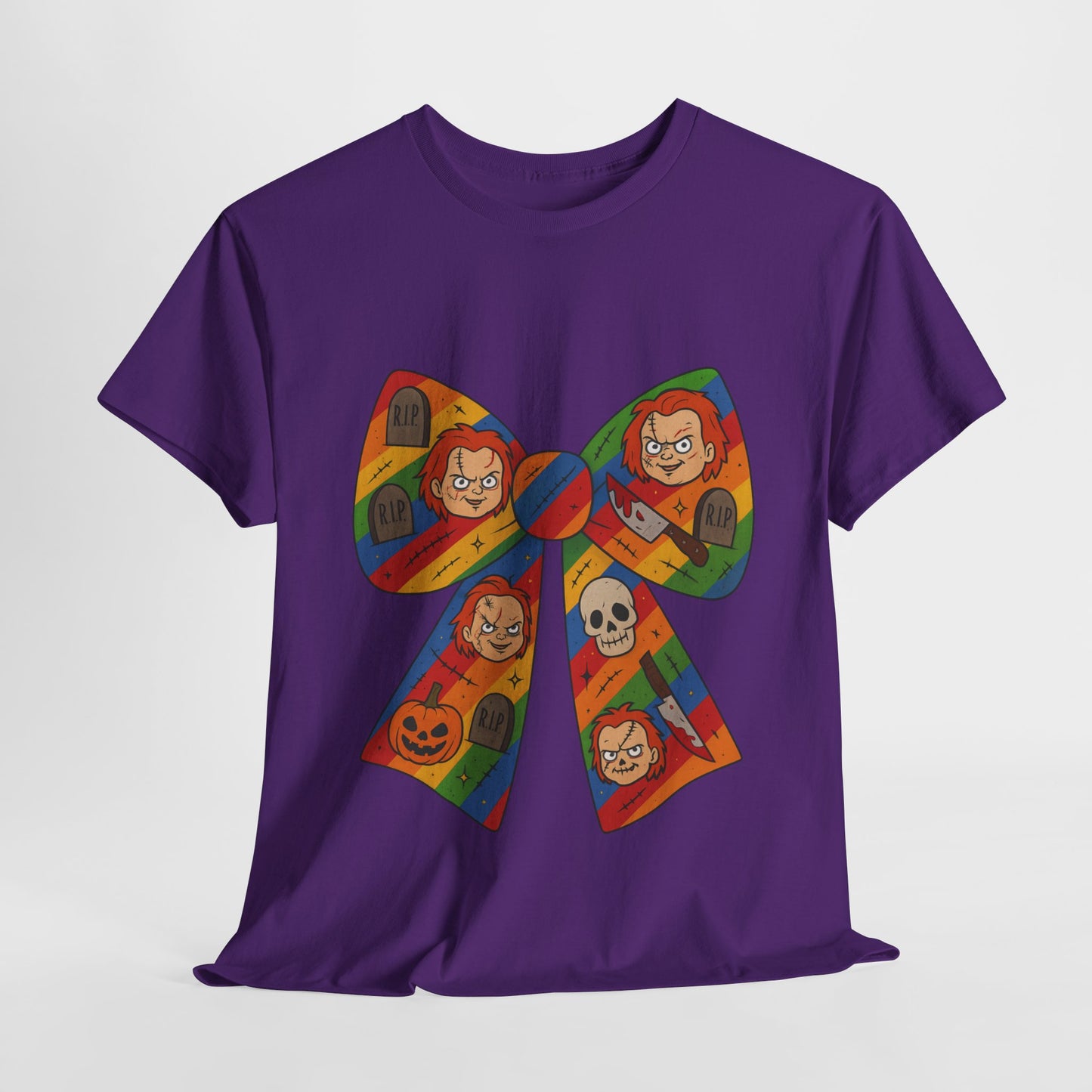 Colorful Halloween Bow Tee, Fun Costume T-Shirt, Halloween Party Shirt, Unisex Graphic Tee, Cozy Everyday Wear, Unique Gift Idea