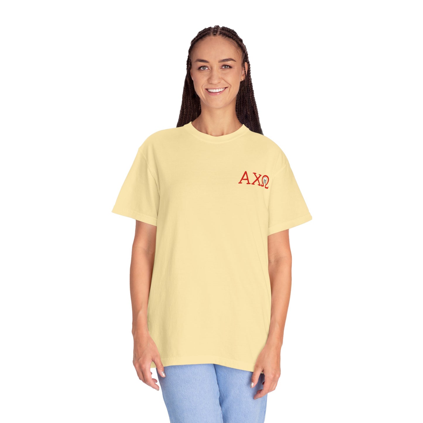 Alpha Chi Omega Garment-Dyed T-shirt, Unisex College Apparel, Sorority Shirt, Graduation Gift, Vintage Style Tee