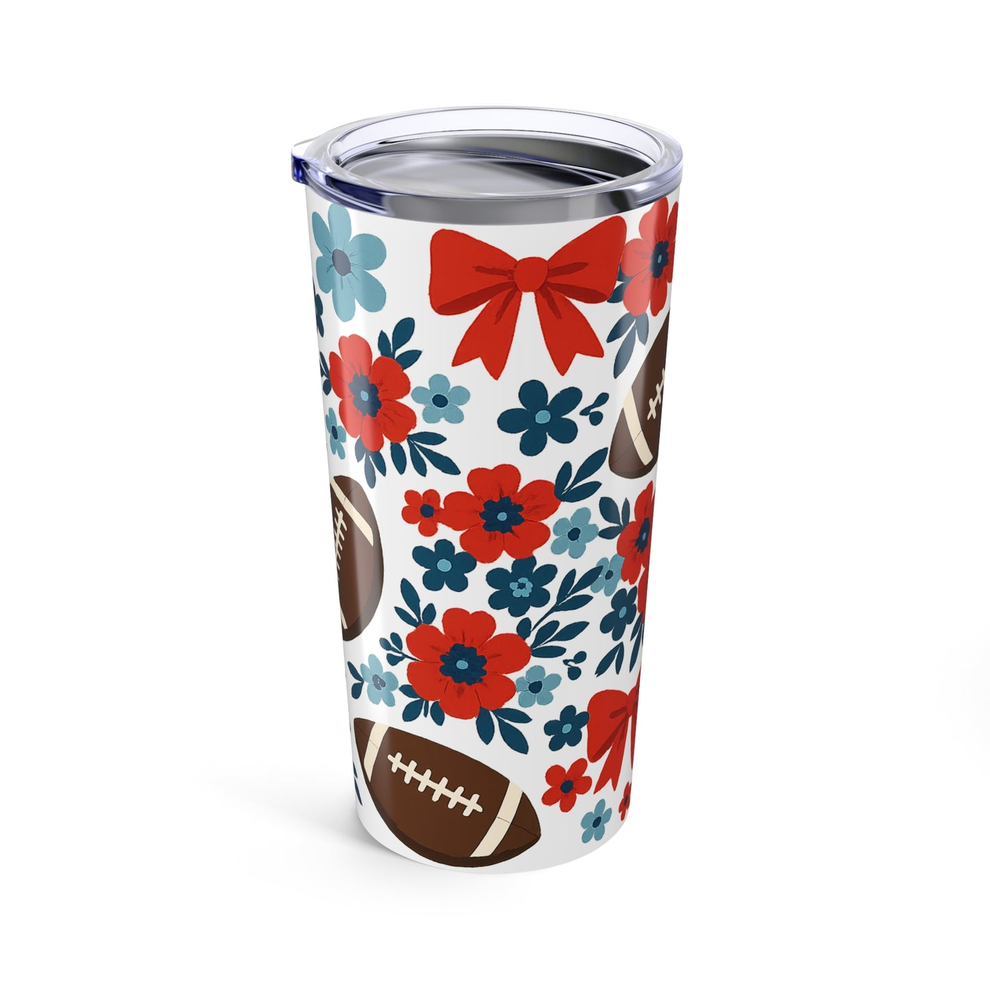 Floral Football Tumbler, 20oz Sports Cup, Gift for Fans, Spring Decor, Unique Barware, Tailgate Party, Tennessee Titans, Ole Miss Rebels