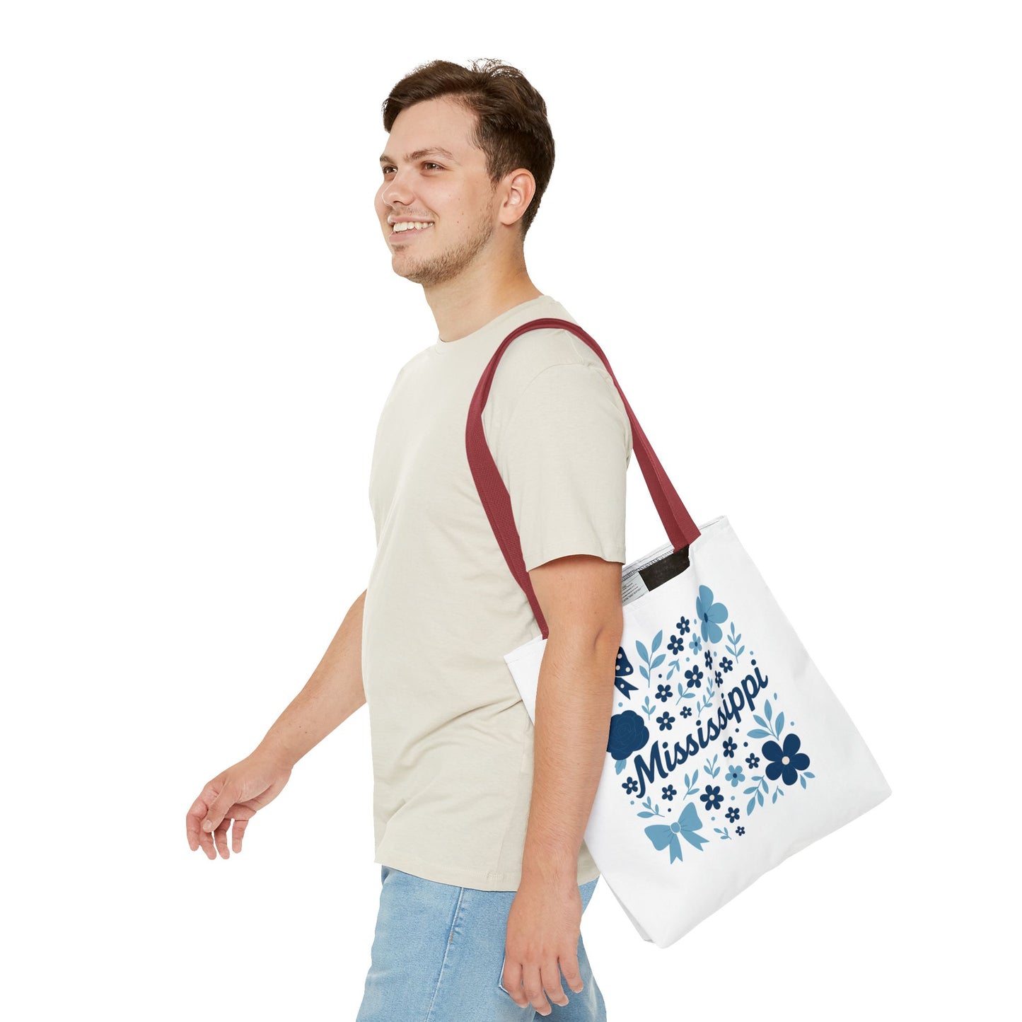 Floral Mississippi Tote Bag | Eco-Friendly Shopping Bag, Beach Tote, Gift for Her, Travel Companion, Custom Flower Design