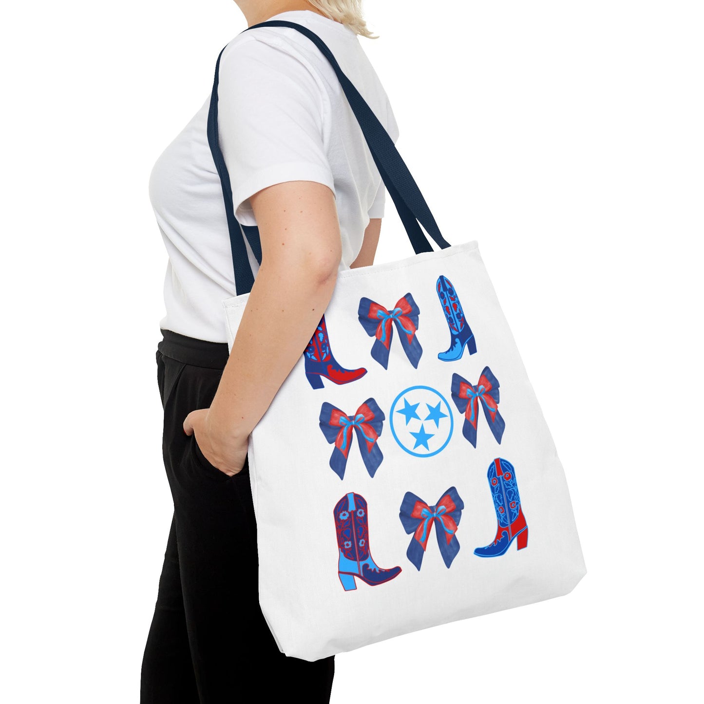 Tote Bag - Tennessee Titans Coquette Bow Design - Titan Up NFL Game Day Gift Nashville TN