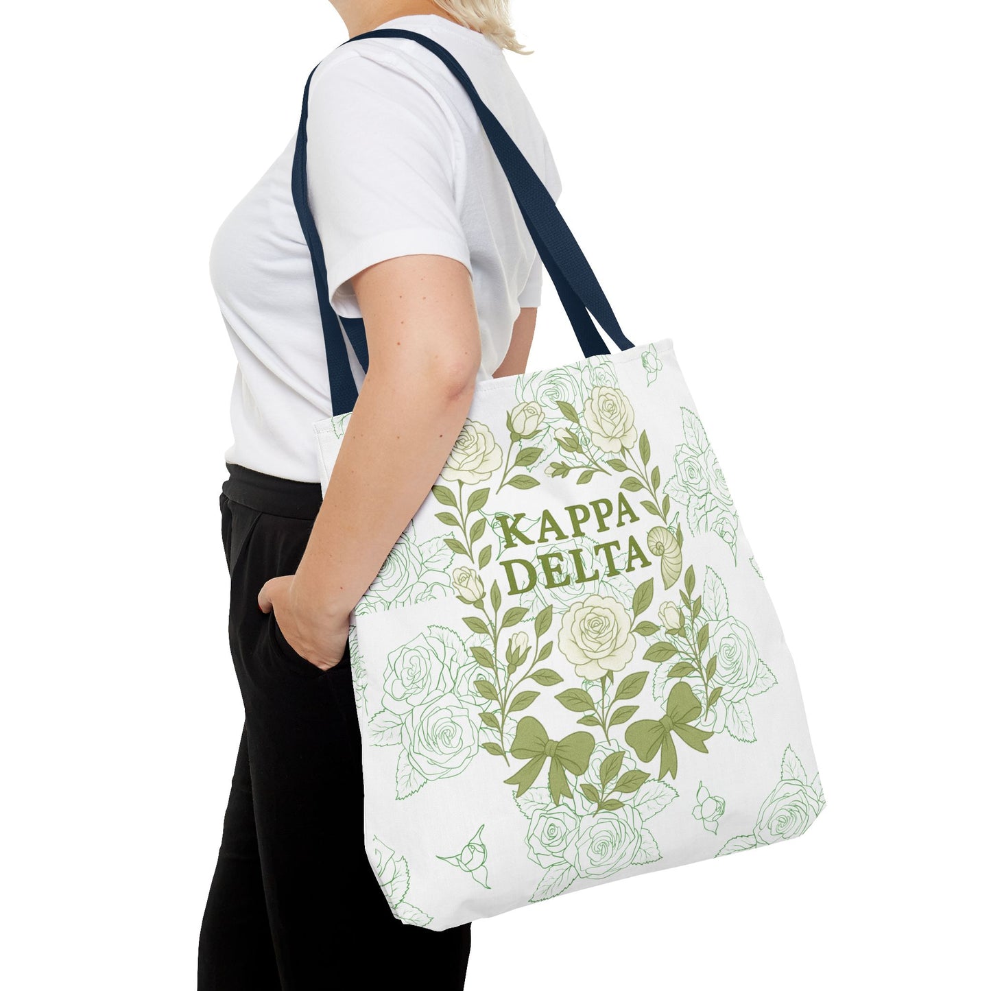 Elegant Kappa Delta Tote Bag, Floral AOP Design, Sorority Bag, Gift for Sisters, Eco-Friendly Shopping Bag