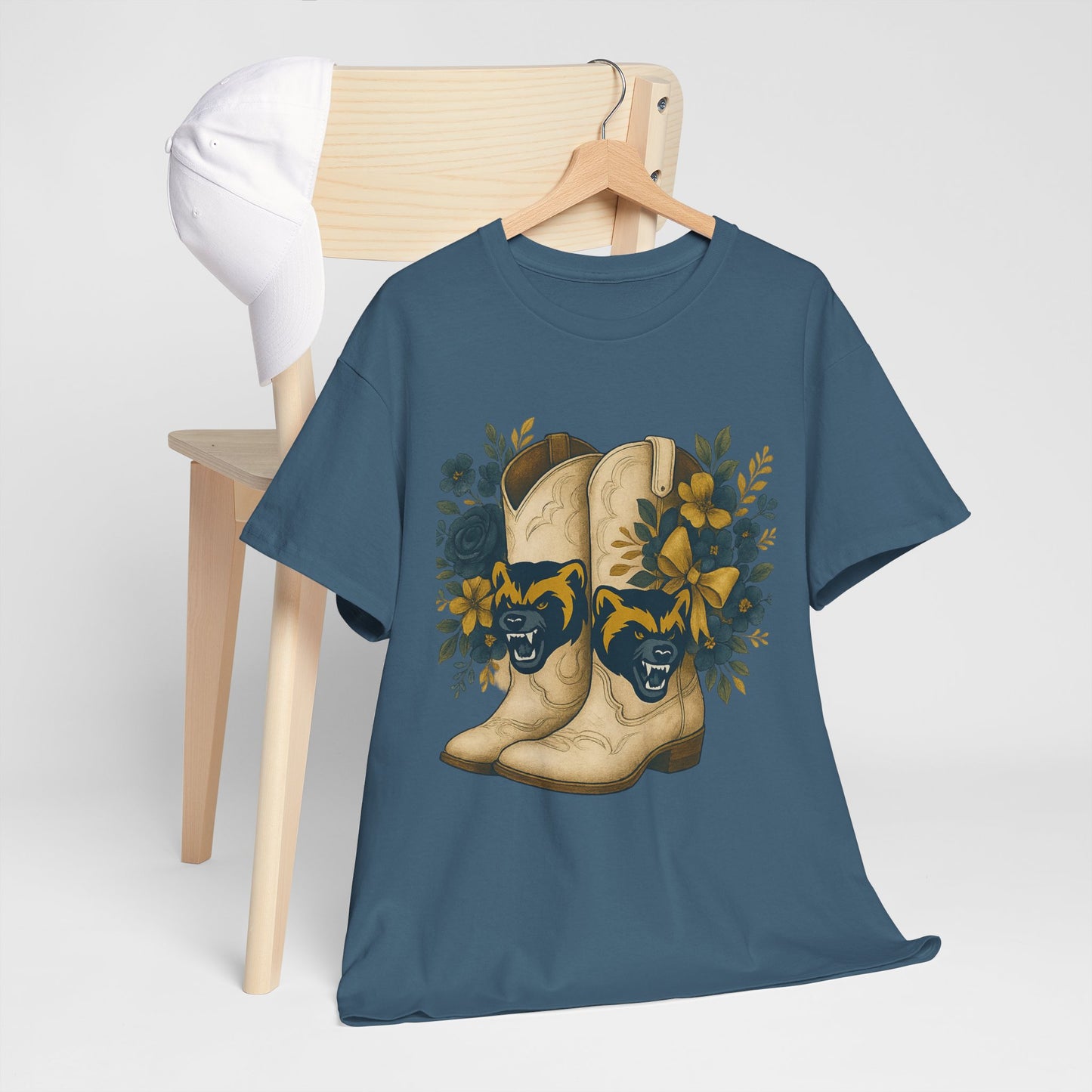 Graphic Tee - Michigan Wolverines Maize and Blue Country Chic Floral Cowboy Boots Vintage Style Shirt