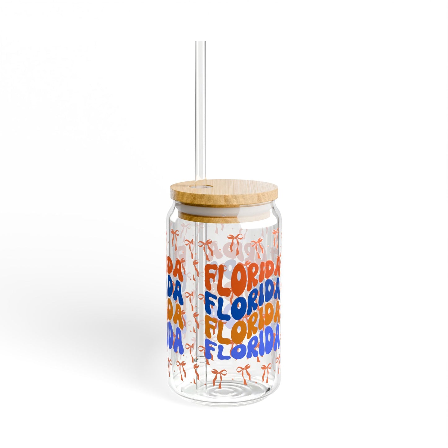 Coquette Bow Florida Sipper Glass, 16oz - Reusable Drinkware, Summer Vibes, Beach Lovers Gift, Eco-Friendly, FL gators, graduation gift, college student gift, florida fan