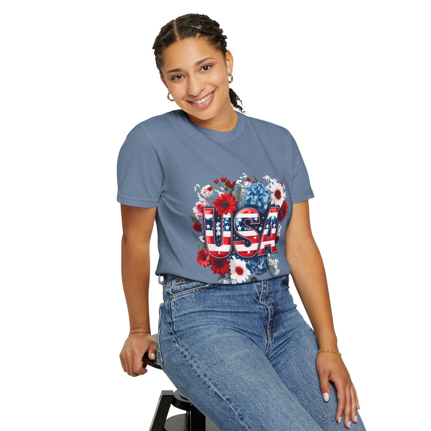 Patriotic Floral USA T-Shirt