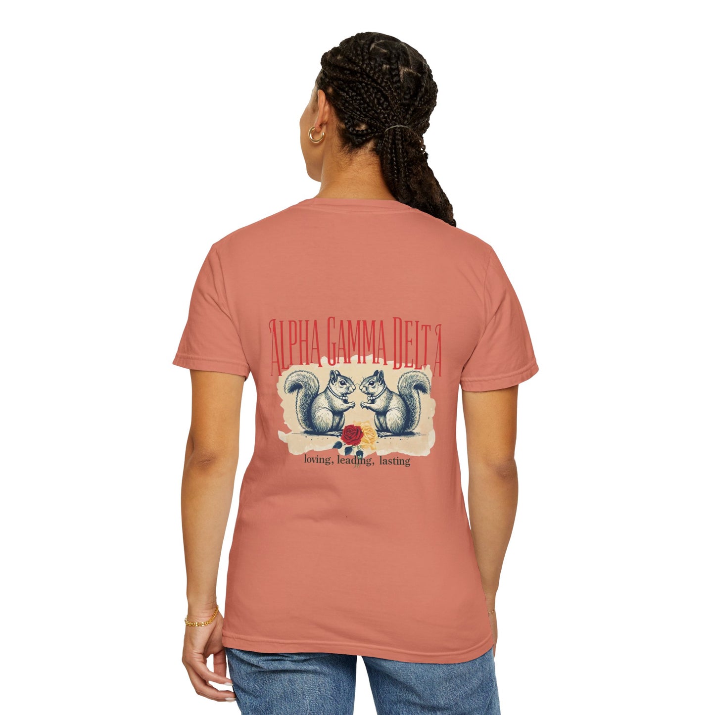 AGD Charming Sorority T-Shirt, Squirrel Design, Unisex Apparel, Perfect Gift, Casual Wear, College Life, Greek Life, Fraternity Events