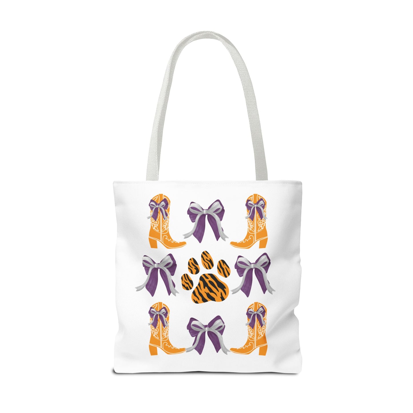 SC Clemson Coquette Bow Tiger Print Tote Bag, Go Tigers, SC Game Day, Clemson, SC, College Student Gift, Graduation Gift, SC Tigers Fan, Clemson Alumni