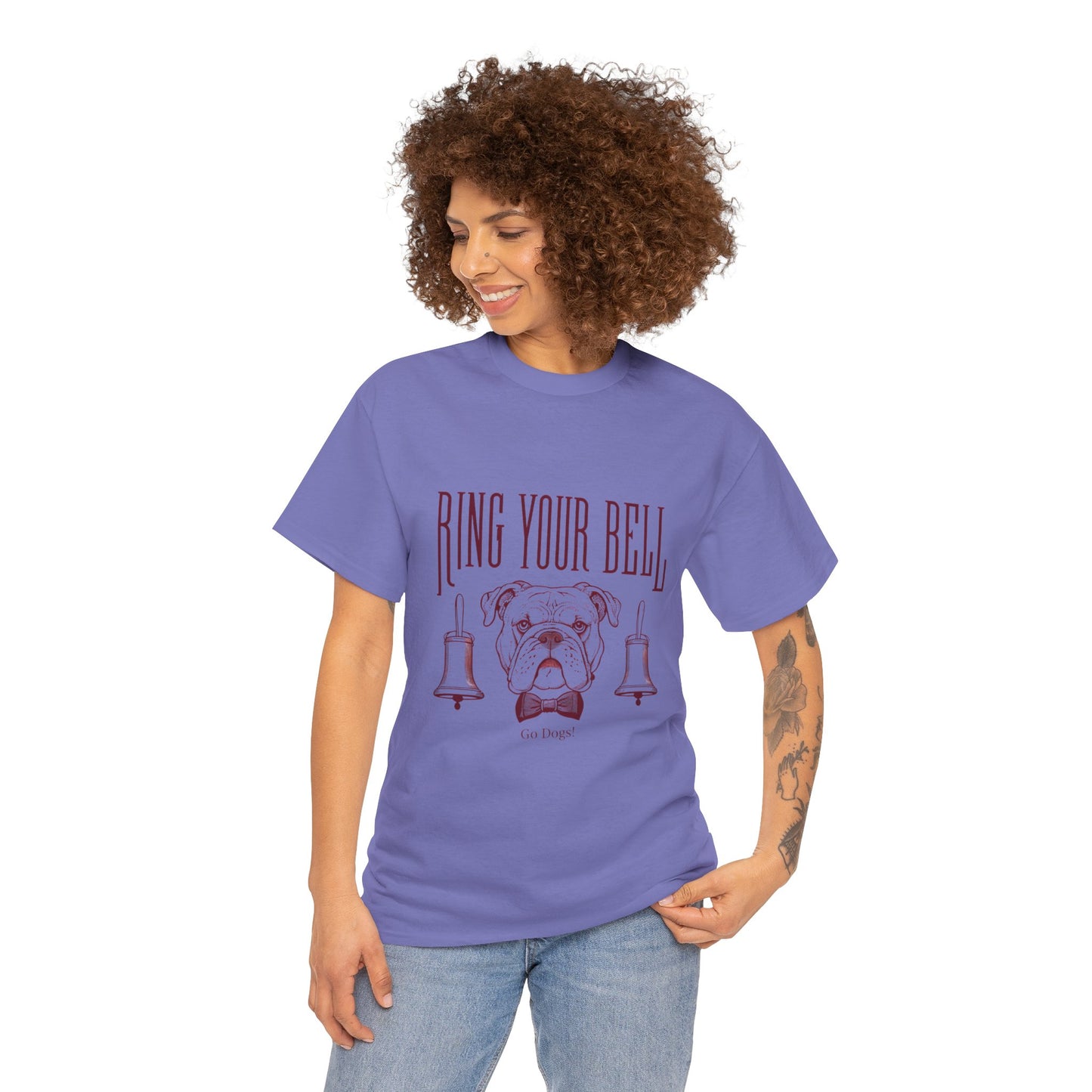 Dog Lover's Unisex Heavy Cotton Tee | 'Ring Your Bell' Shirt, Bulldog Tee, Pet Owner Gift, Funny Dog Apparel, Casual Wear