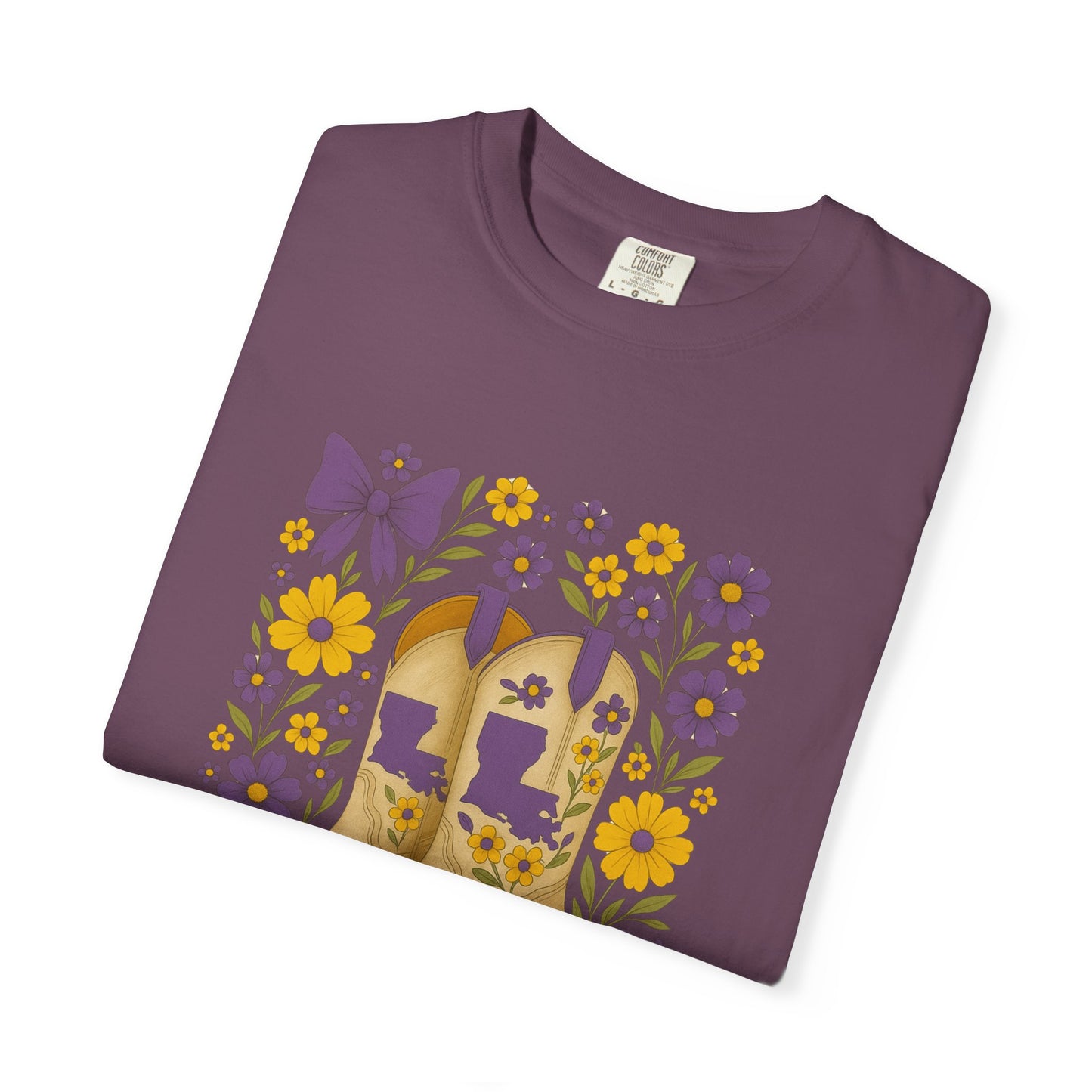 T-Shirt - Western Floral Boot T-Shirt, Vintage Graphic Shirt, Gift for Cowgirl, LSU Tigers, Louisiana Game Day