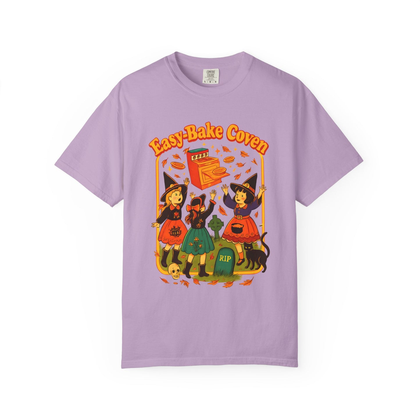Halloween Witch T-Shirt, Unisex Garment-Dyed Shirt, Easy-Bake Coven Tee, Spooky Season Apparel, Cute Witch Design
