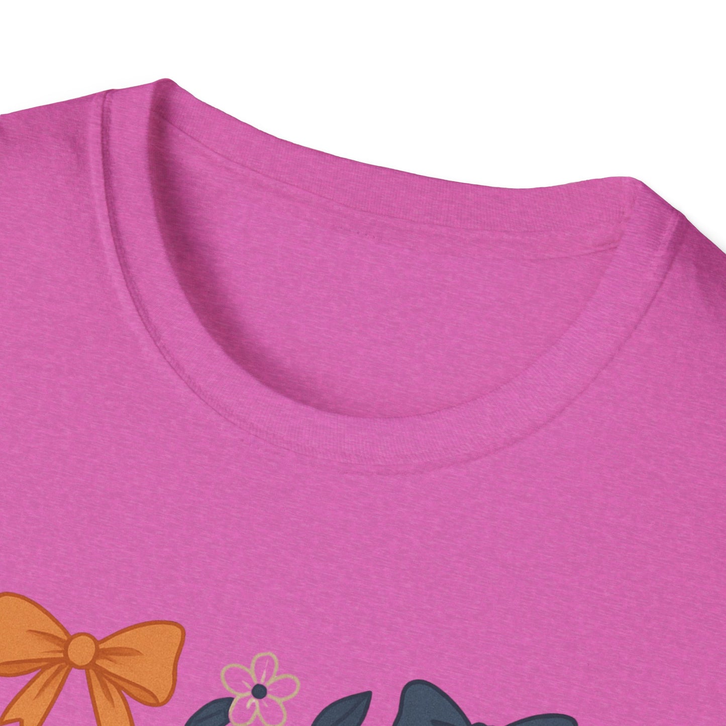 AU Floral Bow Graphic T-Shirt, Softstyle Tee, Botanical Print Shirt, Gift for Her, Casual Wear, Summer Fashion, Vintage Aesthetic