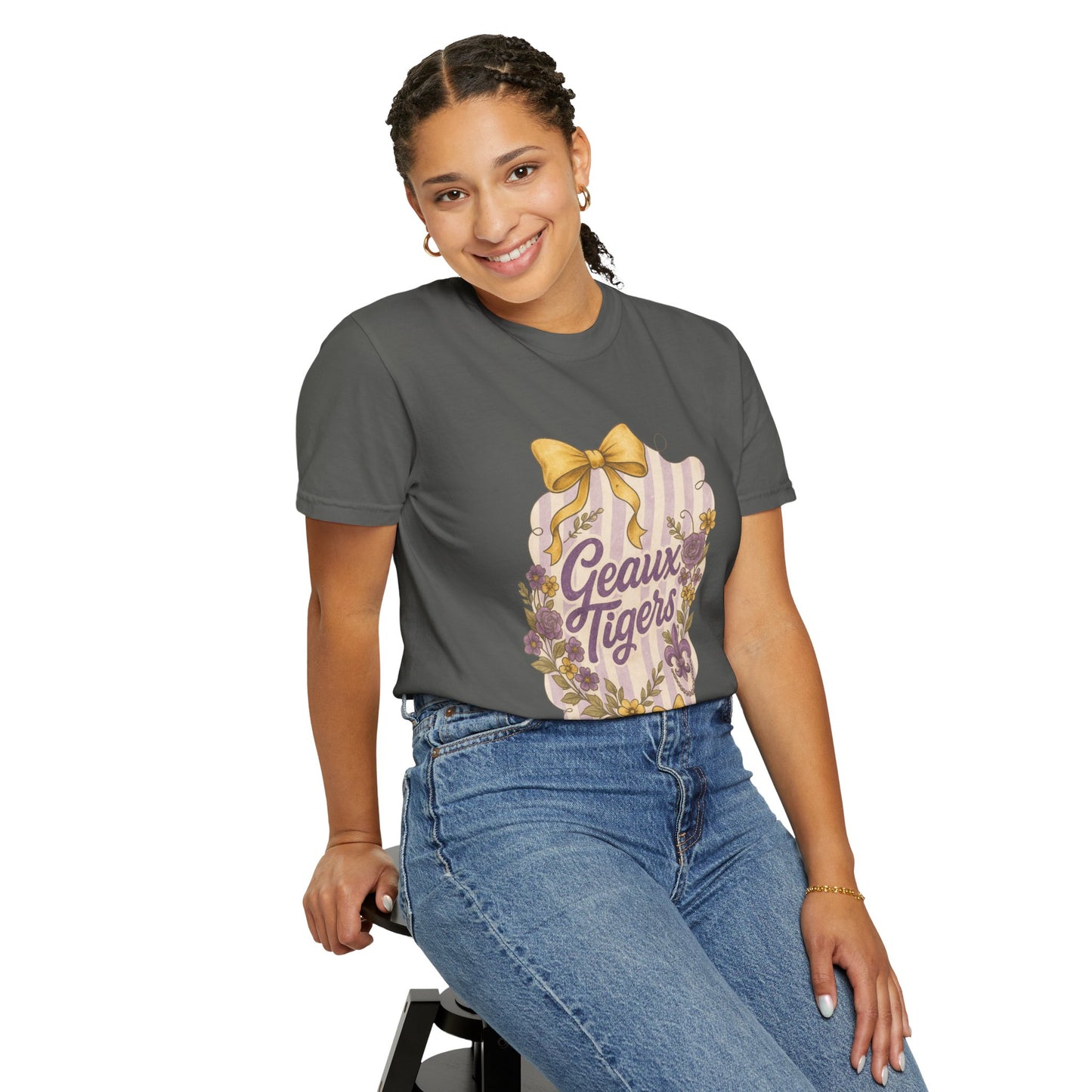 Geaux Tigers Floral T-Shirt, Unisex Casual Tee, Game Day Apparel, Spring Outfit, LSU Fan Gear