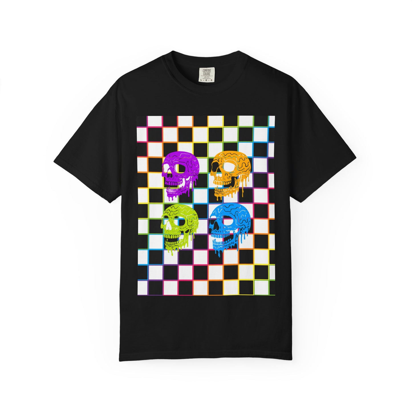 Vibrant Skull Graphic T-Shirt, Unisex Tee, Halloween Outfit, Alternative Fashion, Festival Wear, Casual Street Style