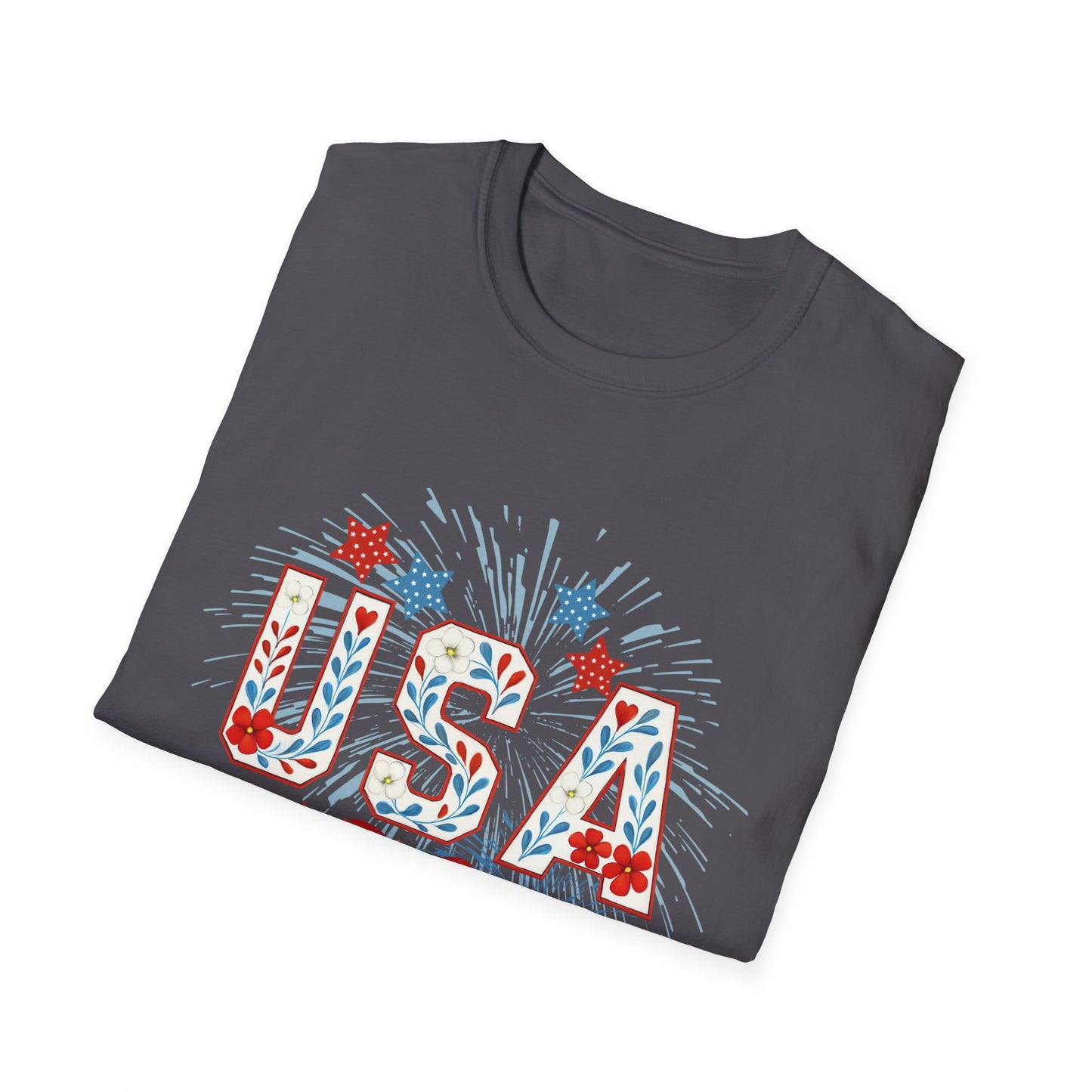 Patriotic USA Fireworks T-Shirt, 4th of July Tee, Unisex Graphic Shirt, Independence Day Apparel, Stars and Stripes Clothing