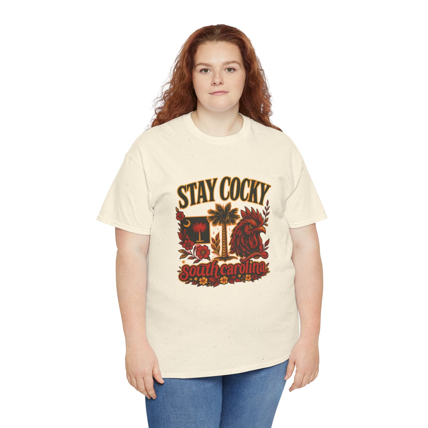 Stay Cocky Unisex Heavy Cotton Tee, Casual Graphic Tee, South Carolina Pride Shirt, Fun Vacation Wear, Perfect Gift for Gamecocks Fans