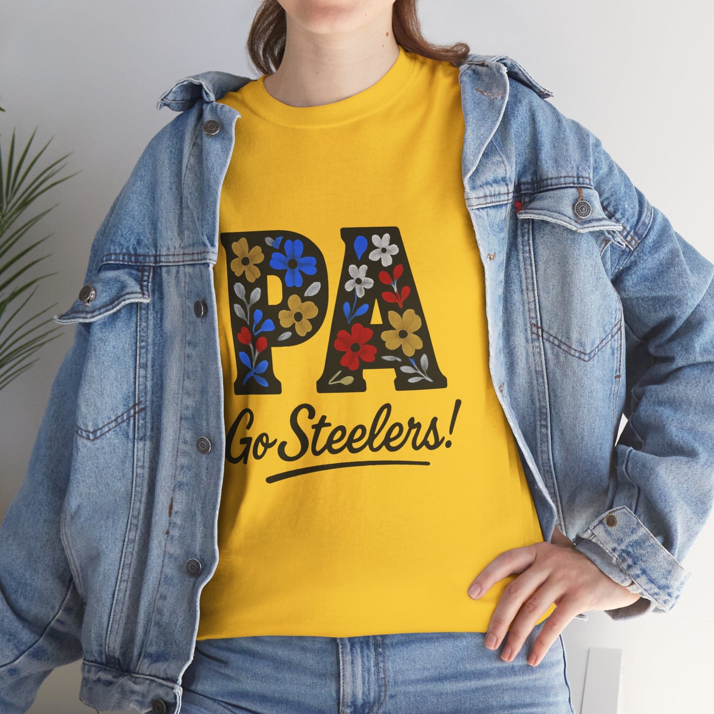 Sports Fan Tee - Floral PA Go Steelers Unisex Heavy Cotton Tee
