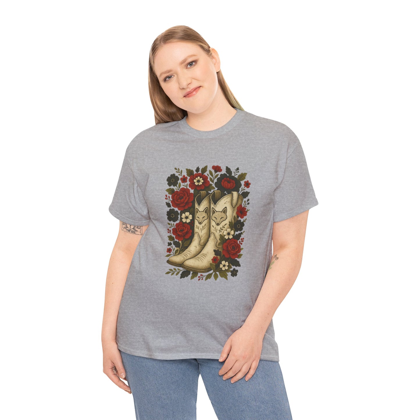 AR State Red Wolves Vintage Floral Cowboy Boots Tee