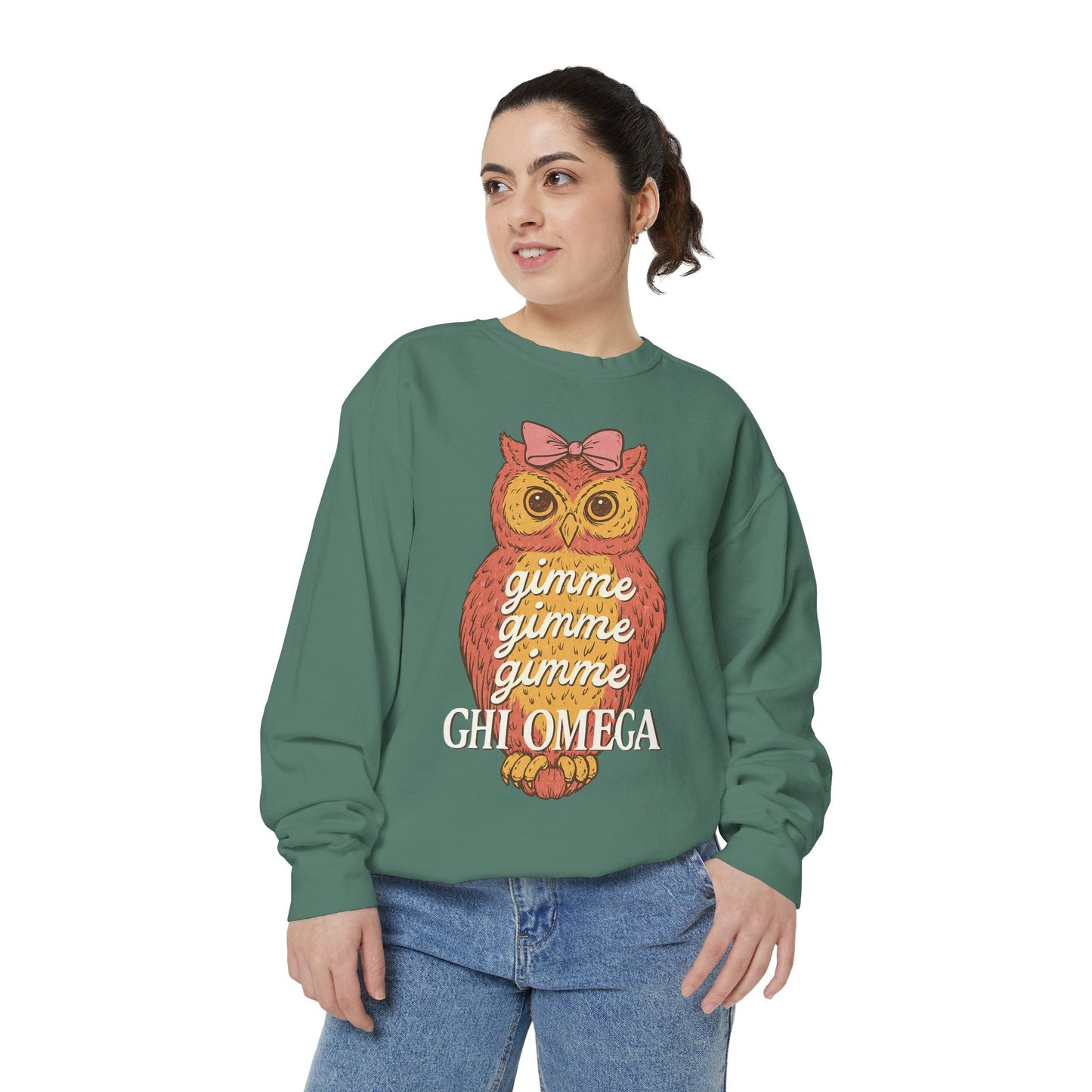 Gimme Gimme Owl Sweatshirt, Unisex Sweatshirt, Sorority Apparel, Cute Owl Design, Cozy Gift, College Sweatshirt