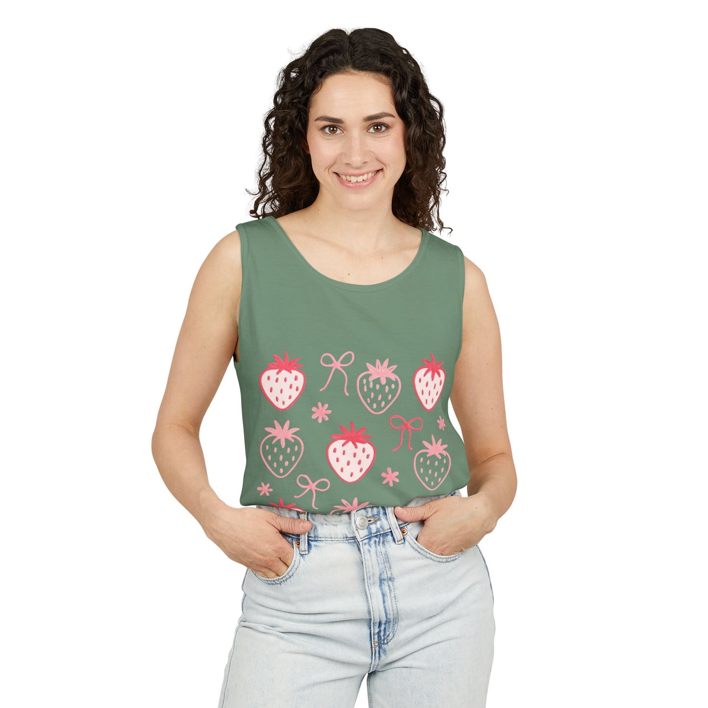 Strawberry Print Tank Top - Summer Vibes Beachwear