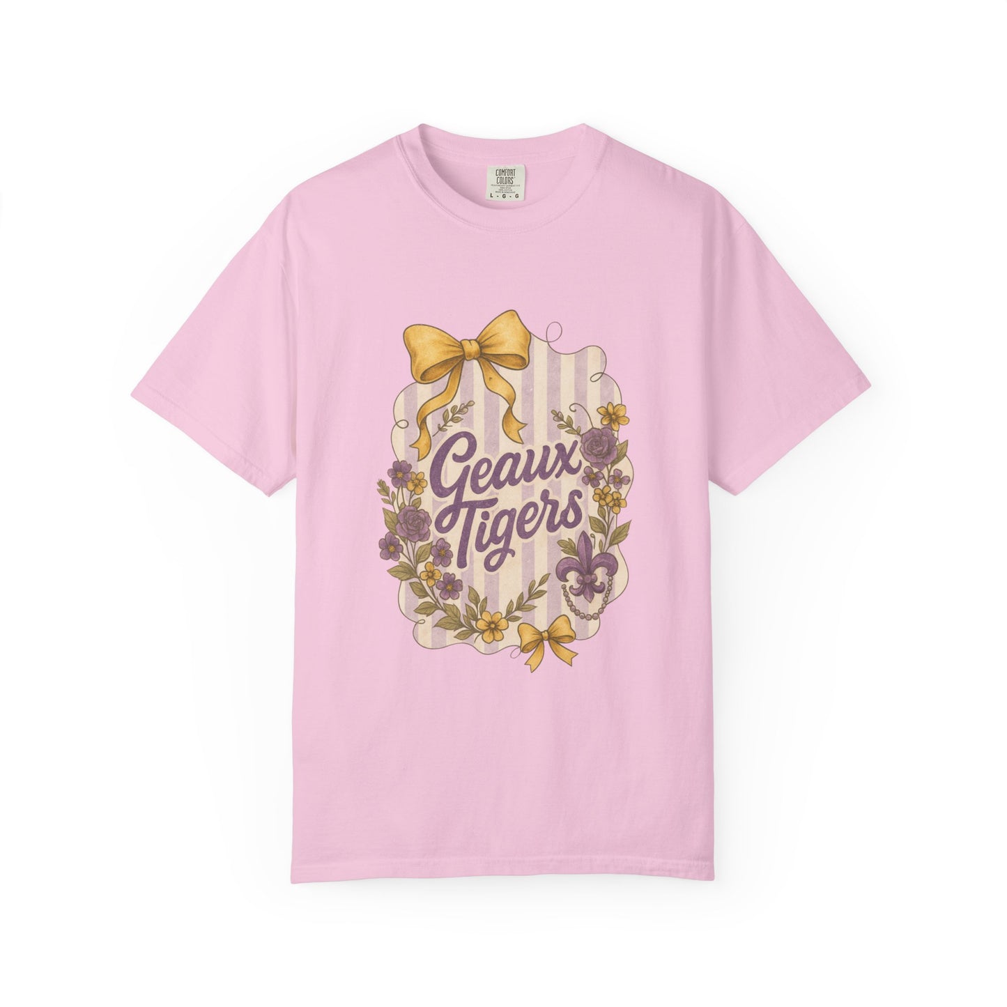 Geaux Tigers Floral T-Shirt, Unisex Casual Tee, Game Day Apparel, Spring Outfit, LSU Fan Gear