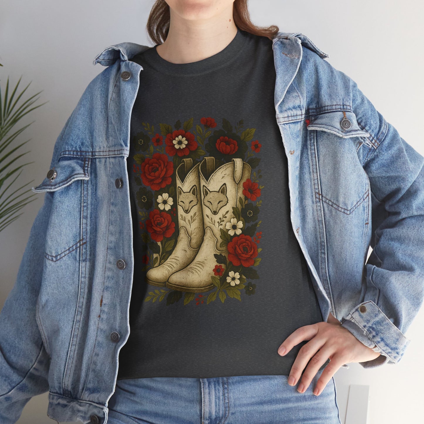 AR State Red Wolves Vintage Floral Cowboy Boots Tee