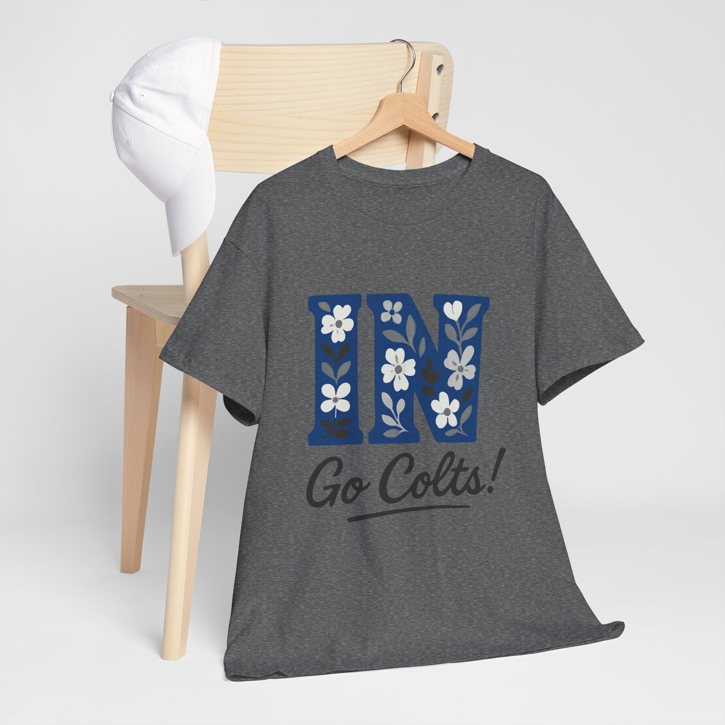 Floral Colts Tee | Unisex Heavy Cotton Tee for Sports Fans, Indiana Pride