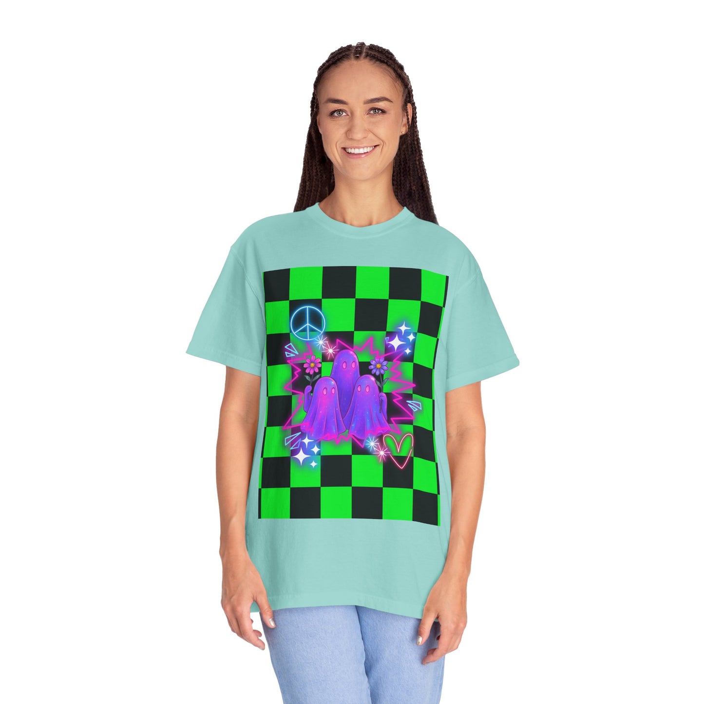 Vibrant Ghost Graphic Tee, Unisex T-shirt, Retro Vibe Shirt, Perfect for Halloween, Party Wear, Casual Style, Unique Gift