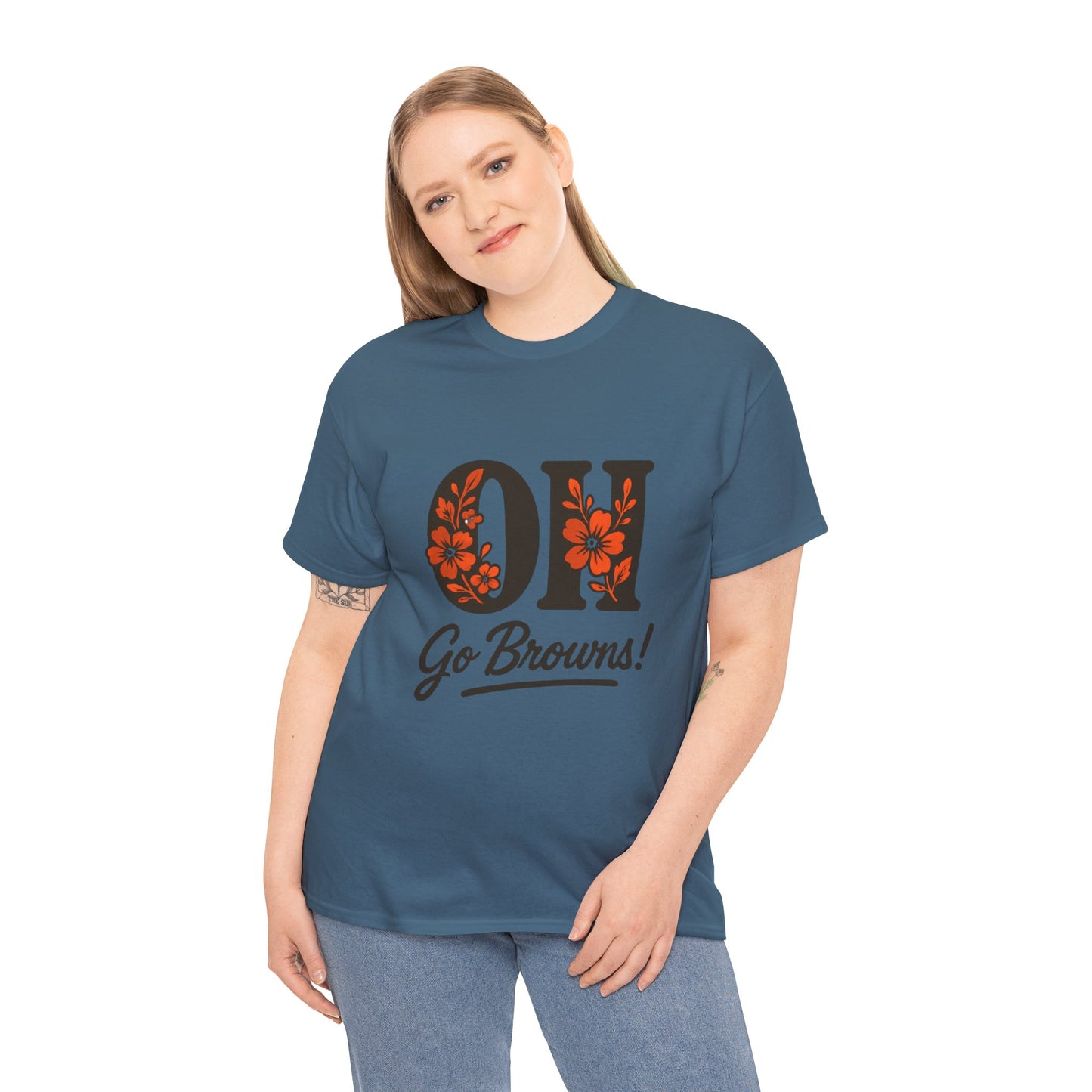 OH Go Browns Floral Unisex Tee, Fan Apparel, Game Day Shirt, Casual Wear, Gift for Sports Lovers