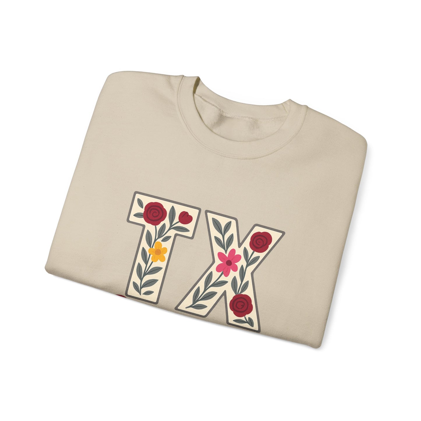 Texas Floral Crewneck Sweatshirt, Cozy Texas Sweatshirt, TX Gig'em Gift, Unisex Sweatshirt for Gamers, Floral Crew Neck for Casual Wear