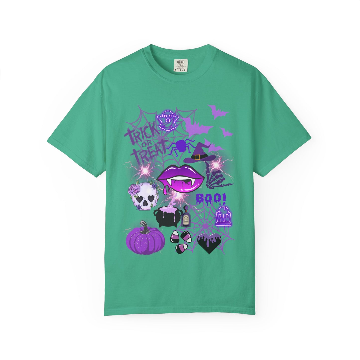 Spooky Purple Vibes Halloween Graphic T-Shirt, Fun Unisex Tee for Spooky Season, Trick or Treat, Boo! Shirt, Halloween Party Wear, Gift Idea