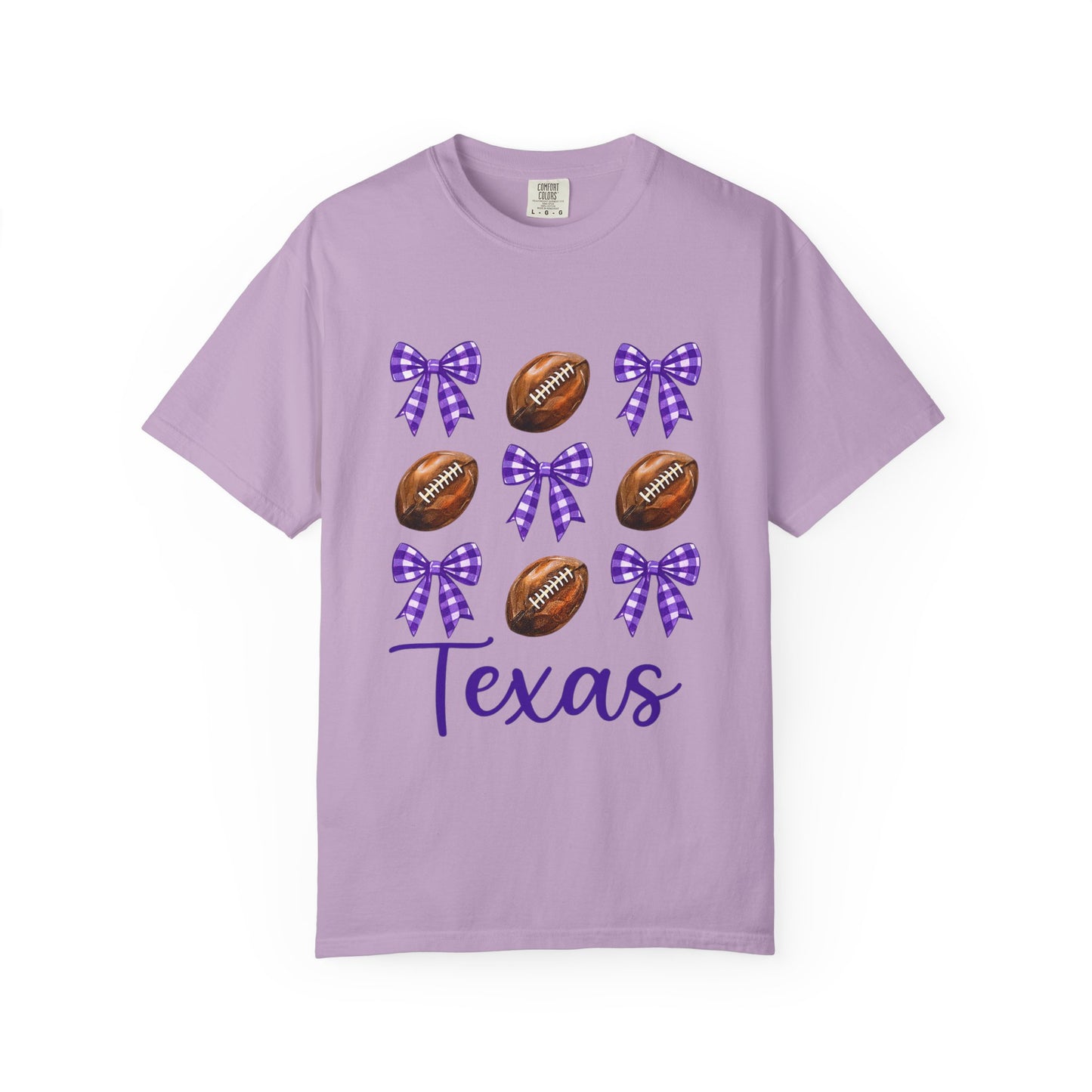 Texas Football Unisex T-Shirt with Purple Bows - Game Day Sports Apparel for Horned Frogs Fans