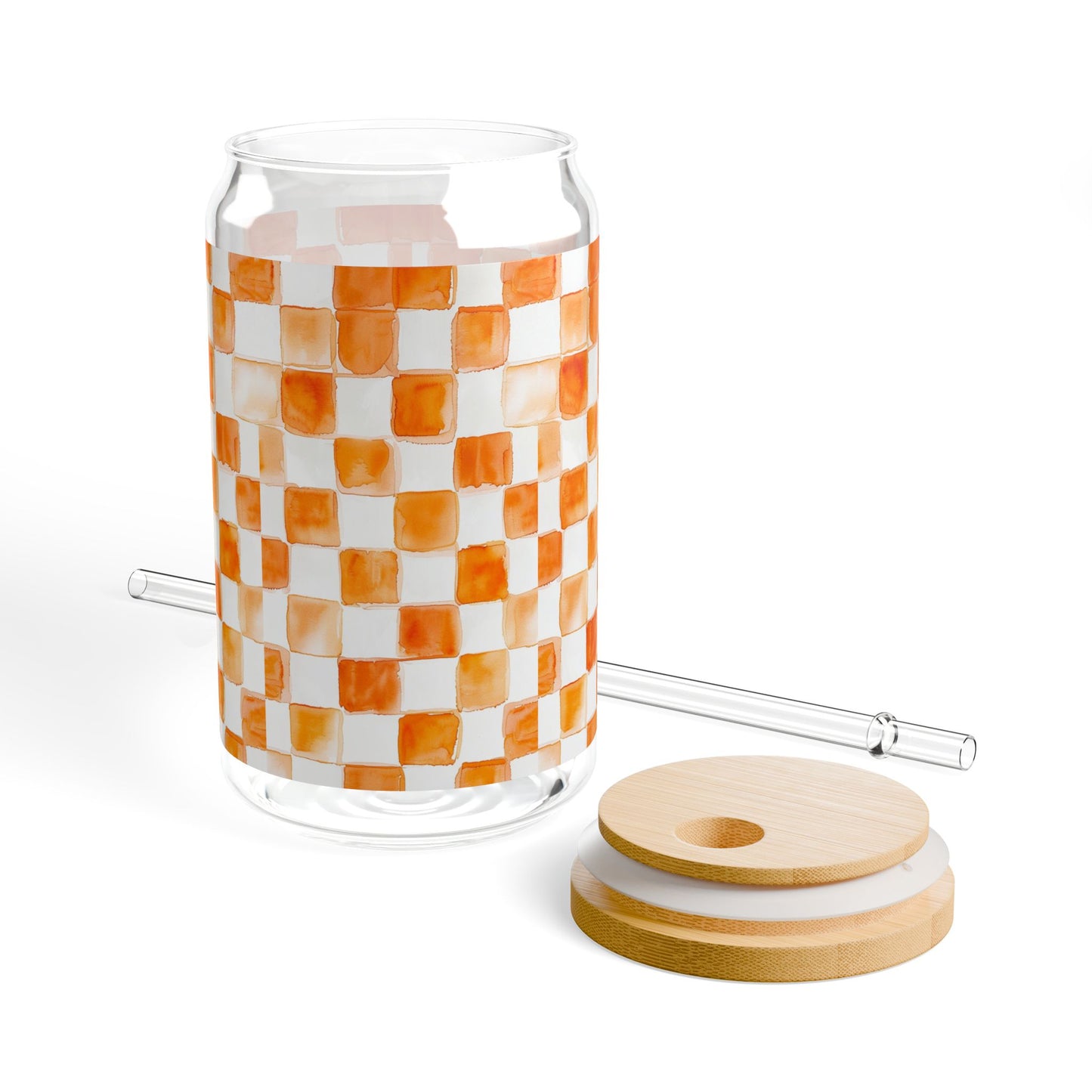 Tennessee Checkered 16oz Sipper Glass, Tennessee Checkered Chic - Stylish Drinkware for Home, Parties, Gifts