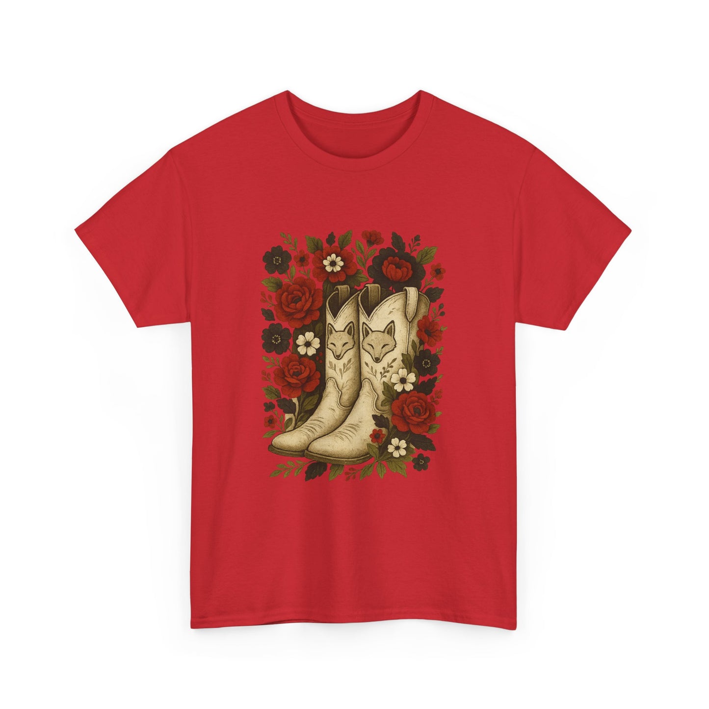 AR State Red Wolves Vintage Floral Cowboy Boots Tee