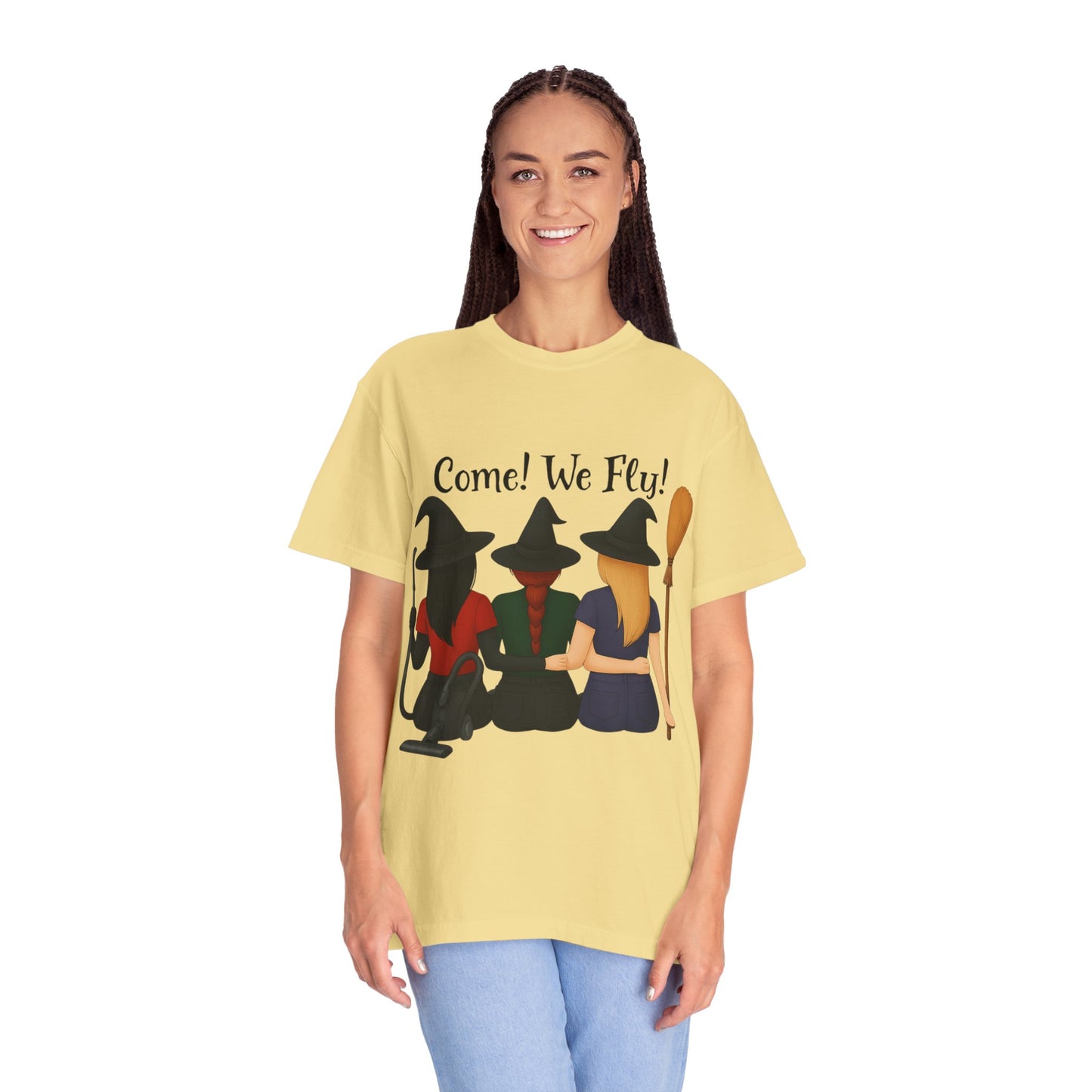Witchy Halloween T-shirt - Come We Fly Unisex Garment-Dyed Tee