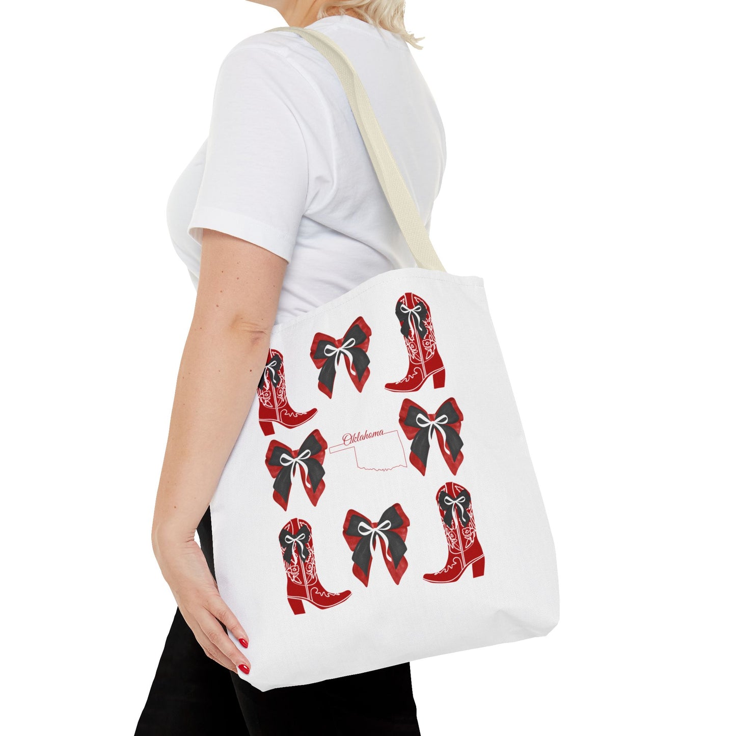 Tote Bag - Oklahoma Game Day Coquette Bow Design Fan Gift
