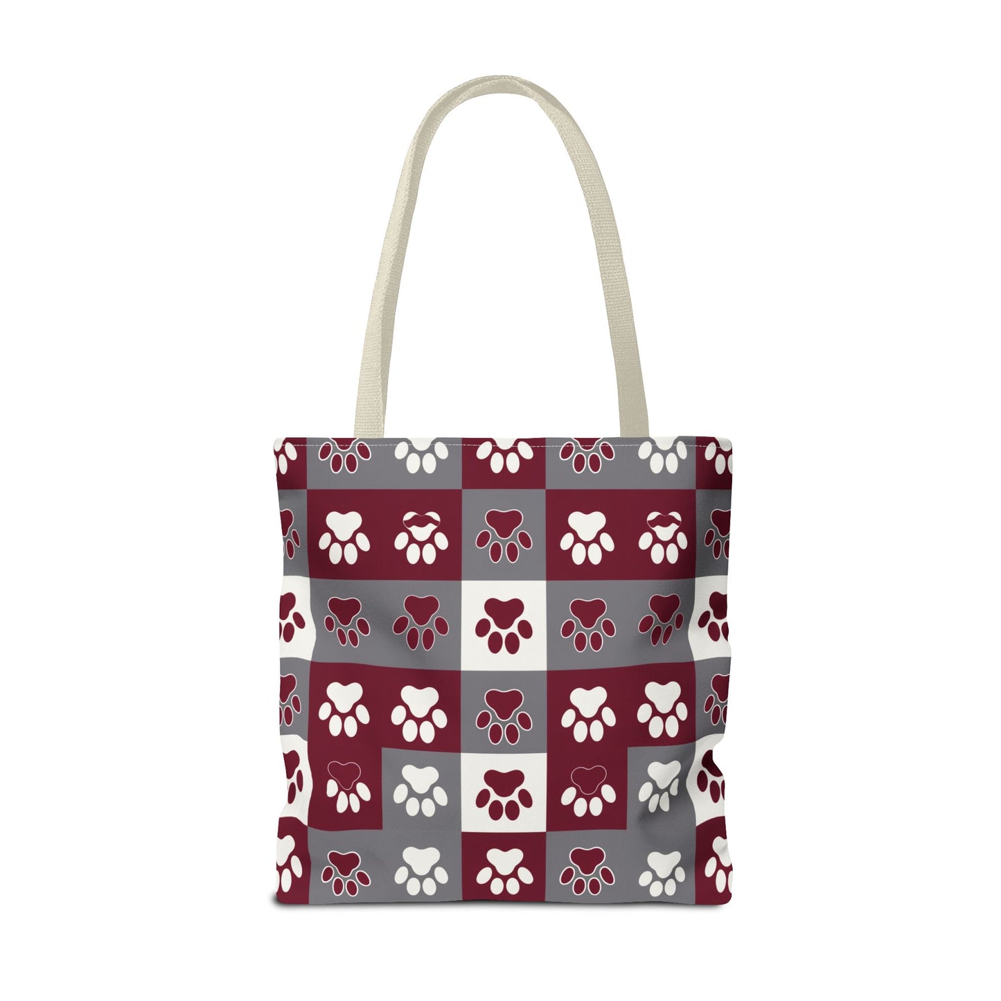 MS Bulldog Tote Bag - AOP, Paw Print Design, Reusable Shopping Bag, Mississippi Bulldog Fan, Animal Lover Accessory