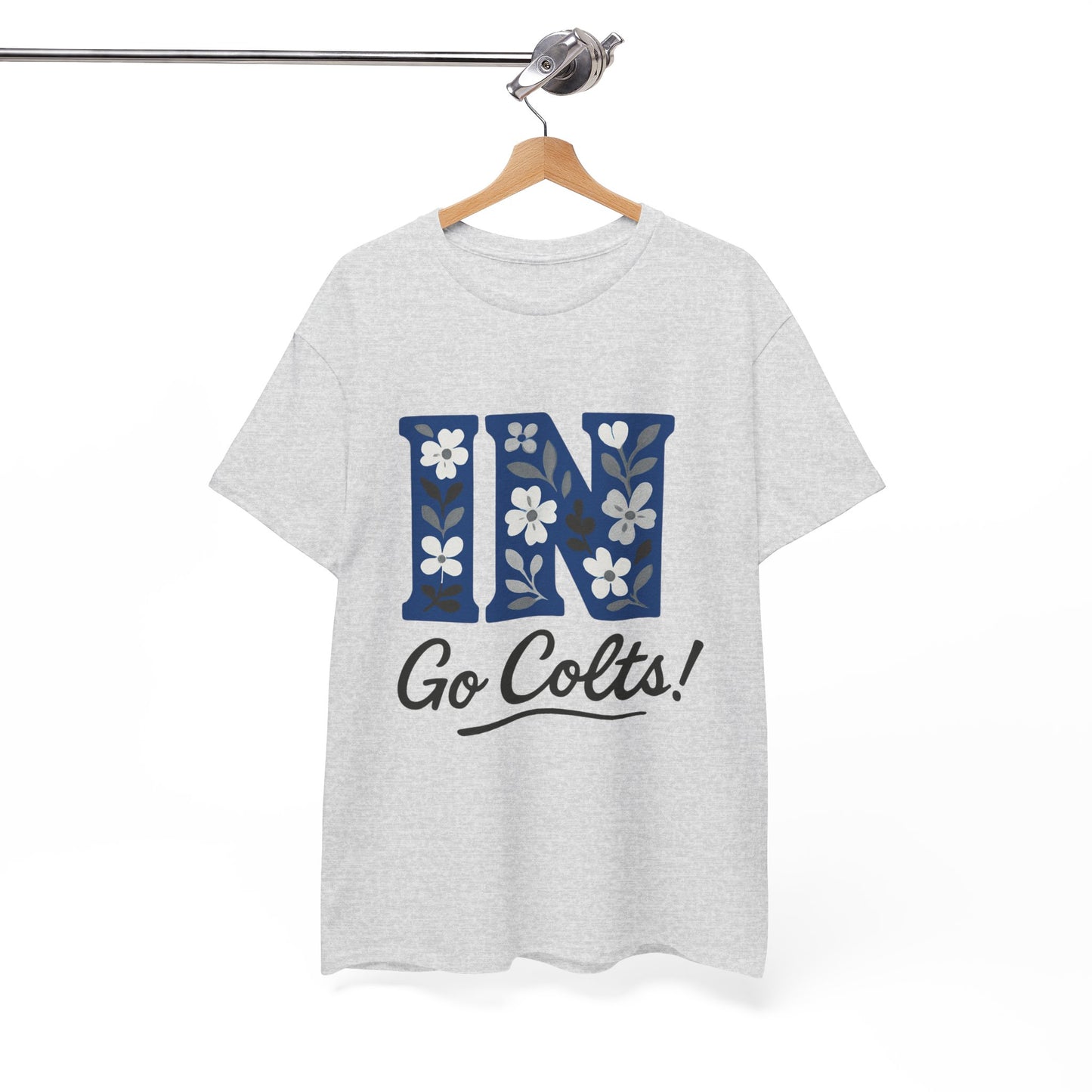 Floral Colts Tee | Unisex Heavy Cotton Tee for Sports Fans, Indiana Pride