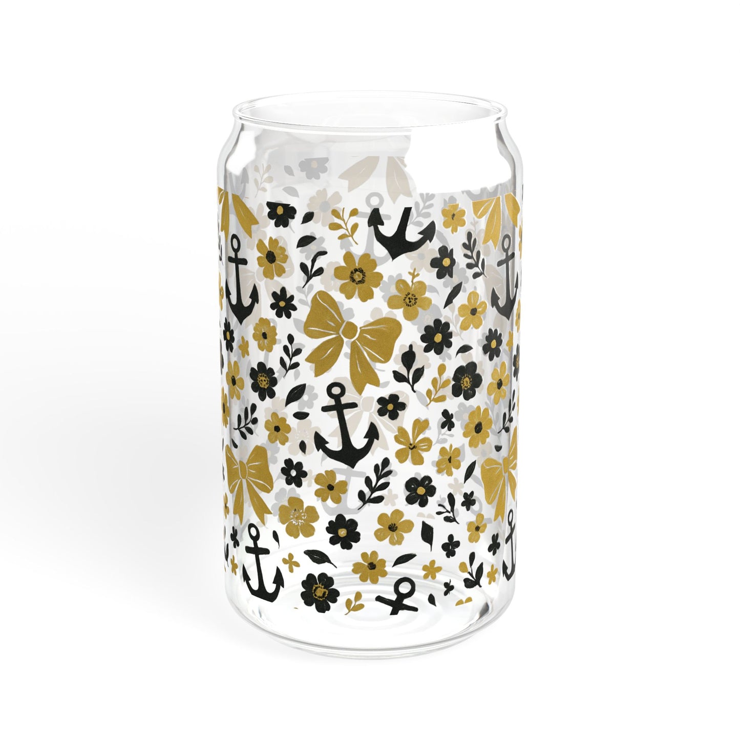 Vandy Floral Anchor Sipper Glass, 16oz Drinkware, Tennessee game day, Nashville tn gift, Vandy fan gift, Vandy alumni, graduation gift, college student gift