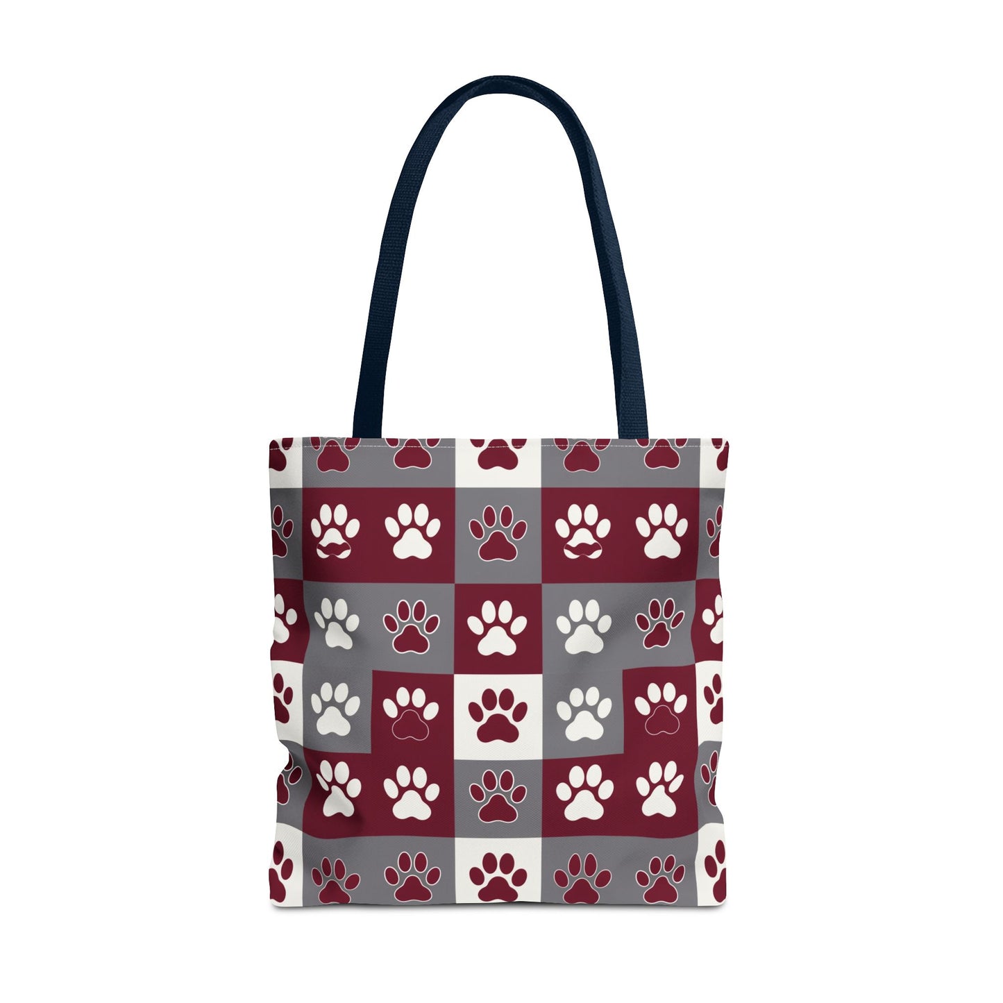 MS Bulldog Tote Bag - AOP, Paw Print Design, Reusable Shopping Bag, Mississippi Bulldog Fan, Animal Lover Accessory