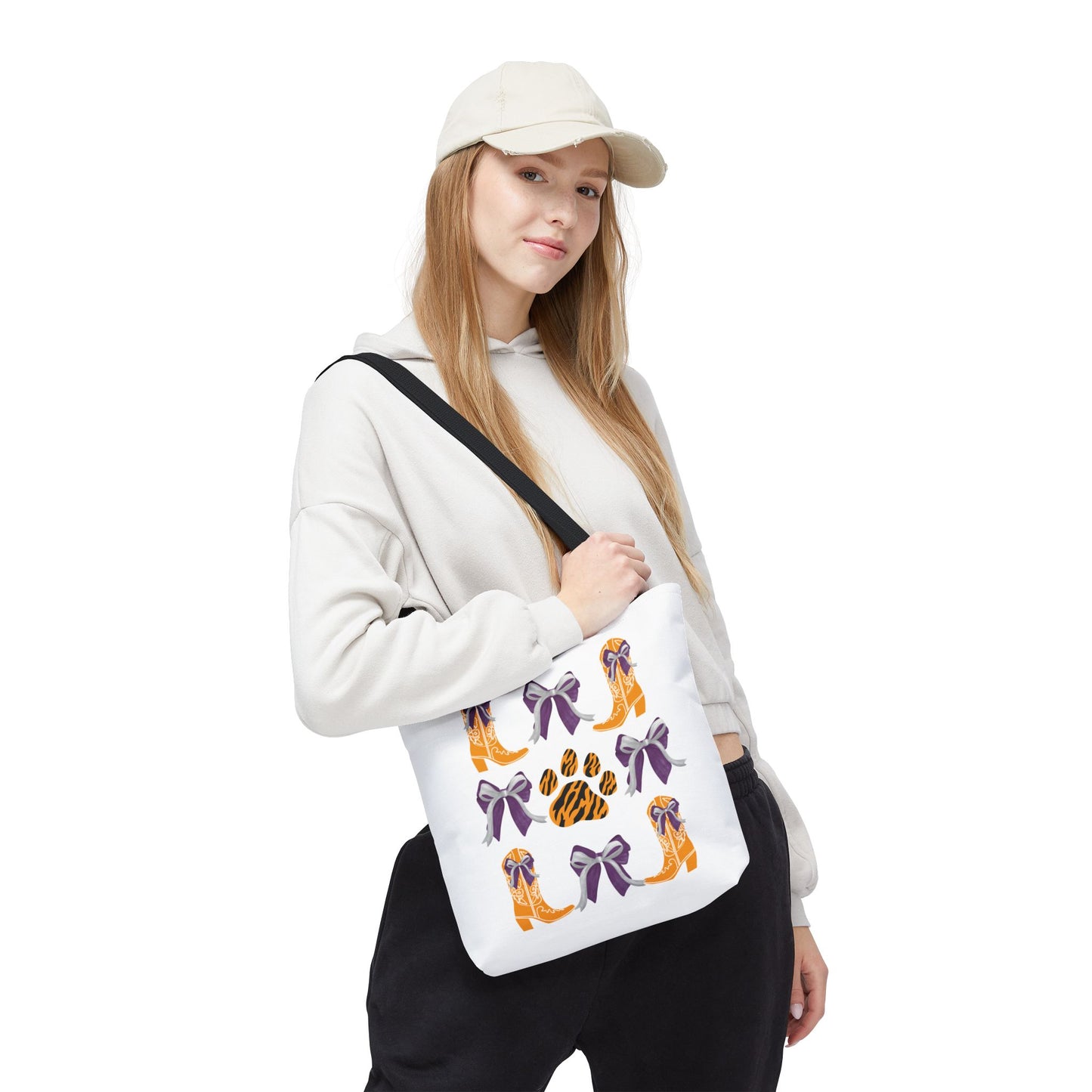 SC Clemson Coquette Bow Tiger Print Tote Bag, Go Tigers, SC Game Day, Clemson, SC, College Student Gift, Graduation Gift, SC Tigers Fan, Clemson Alumni